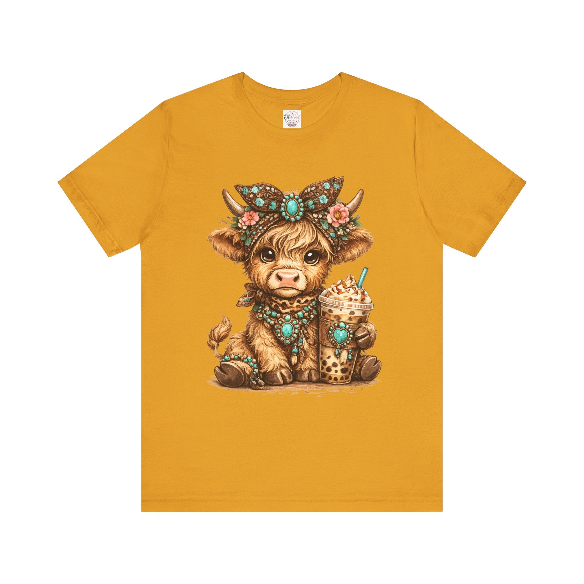 Highland Cow Tee with Bubble Tea