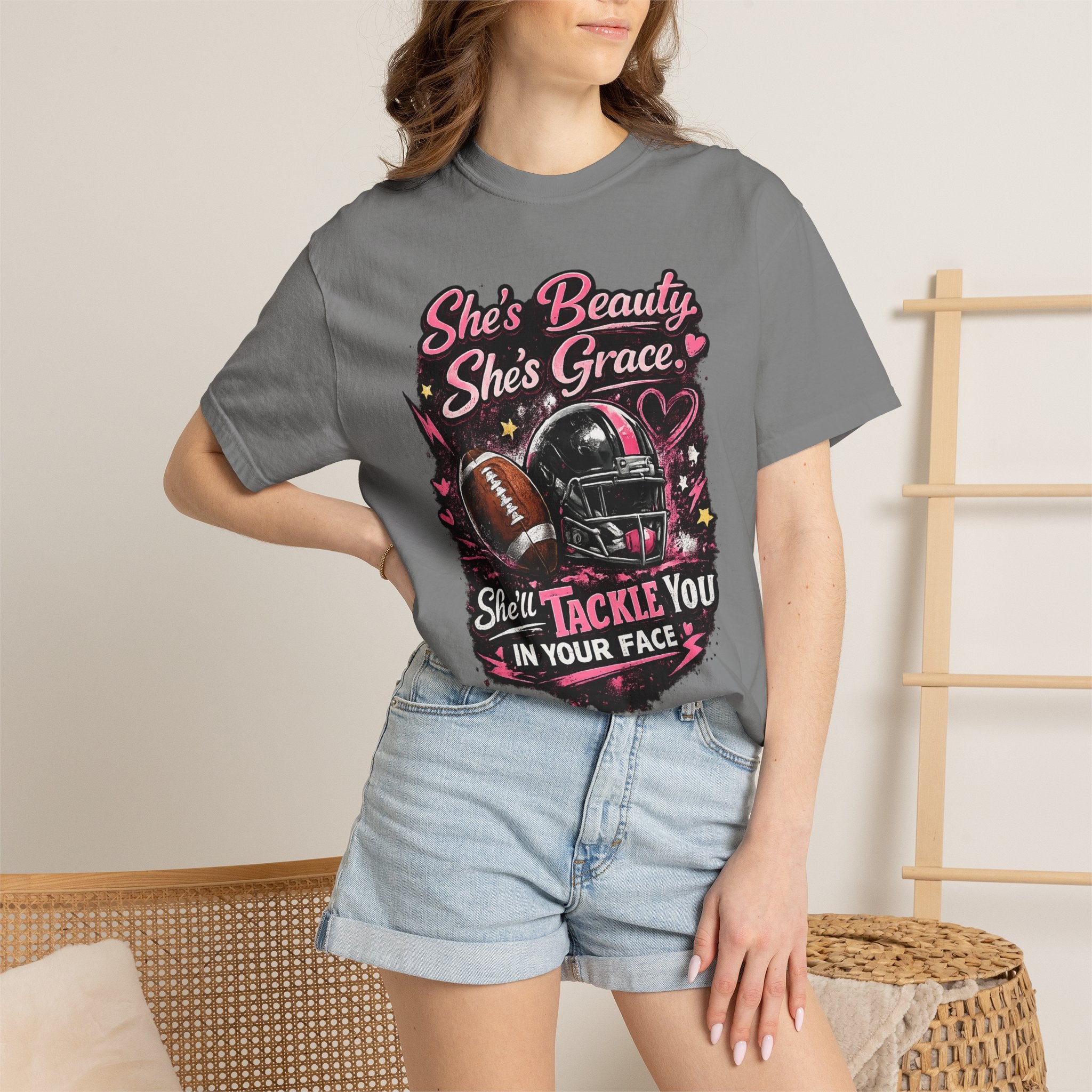 She's Beauty She's Grace Football Tee