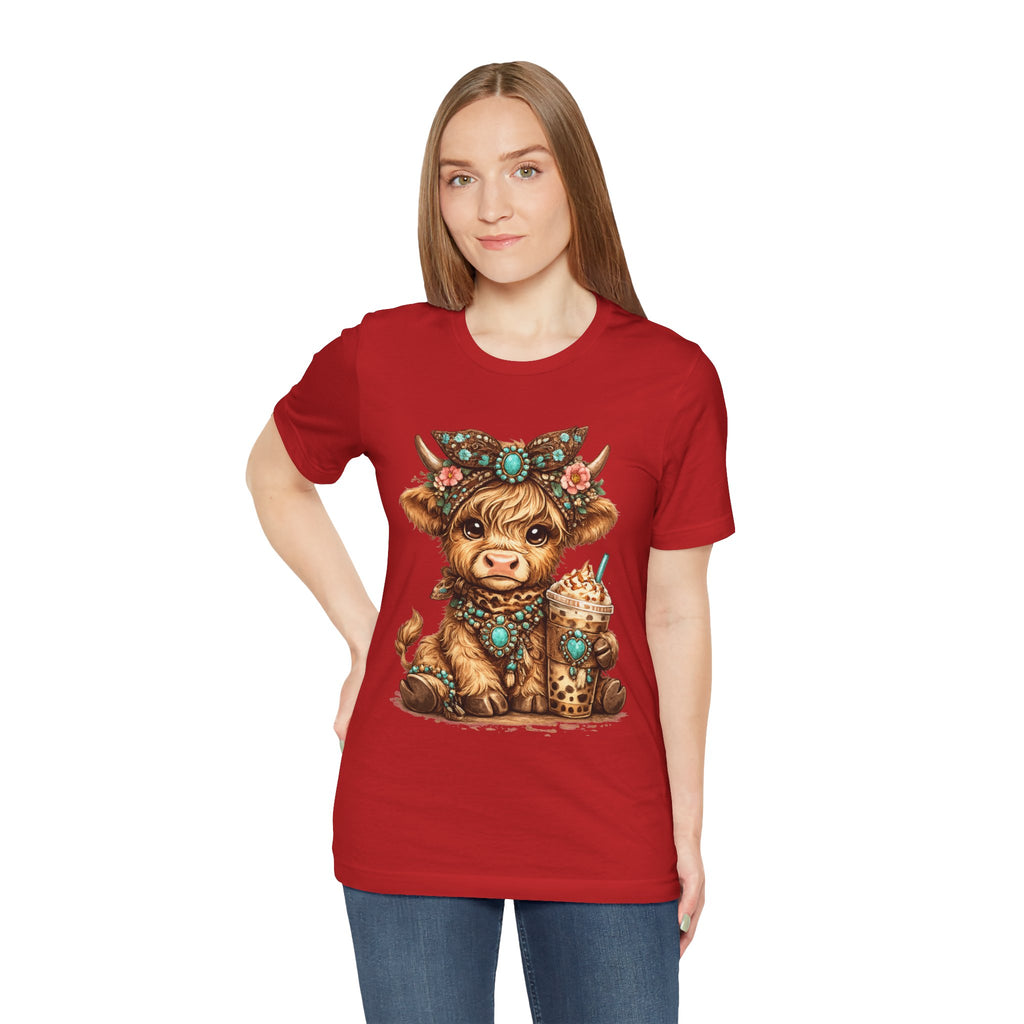 Highland Cow Tee with Bubble Tea