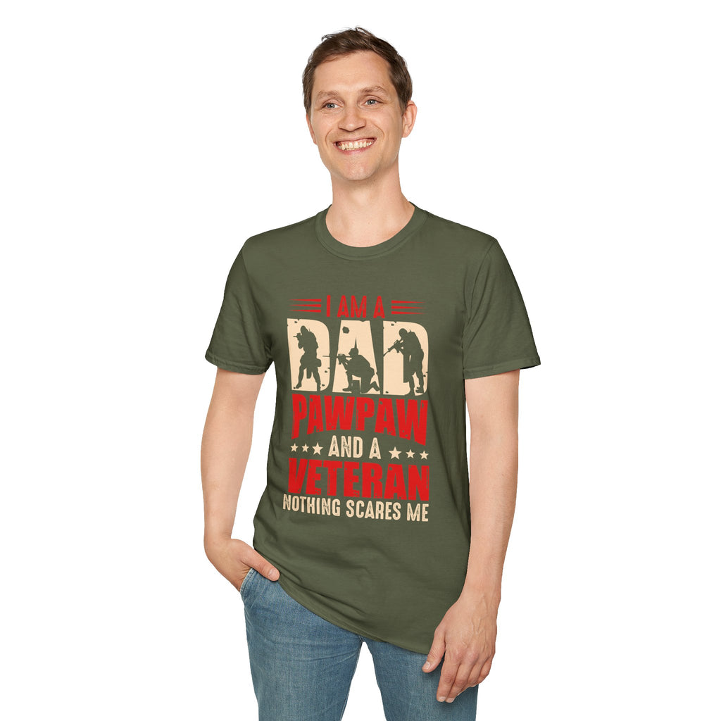 Veteran Dad/Pawpaw T-Shirt — "I Am A Dad Pawpaw and a Veteran" Patriotic Military Gift