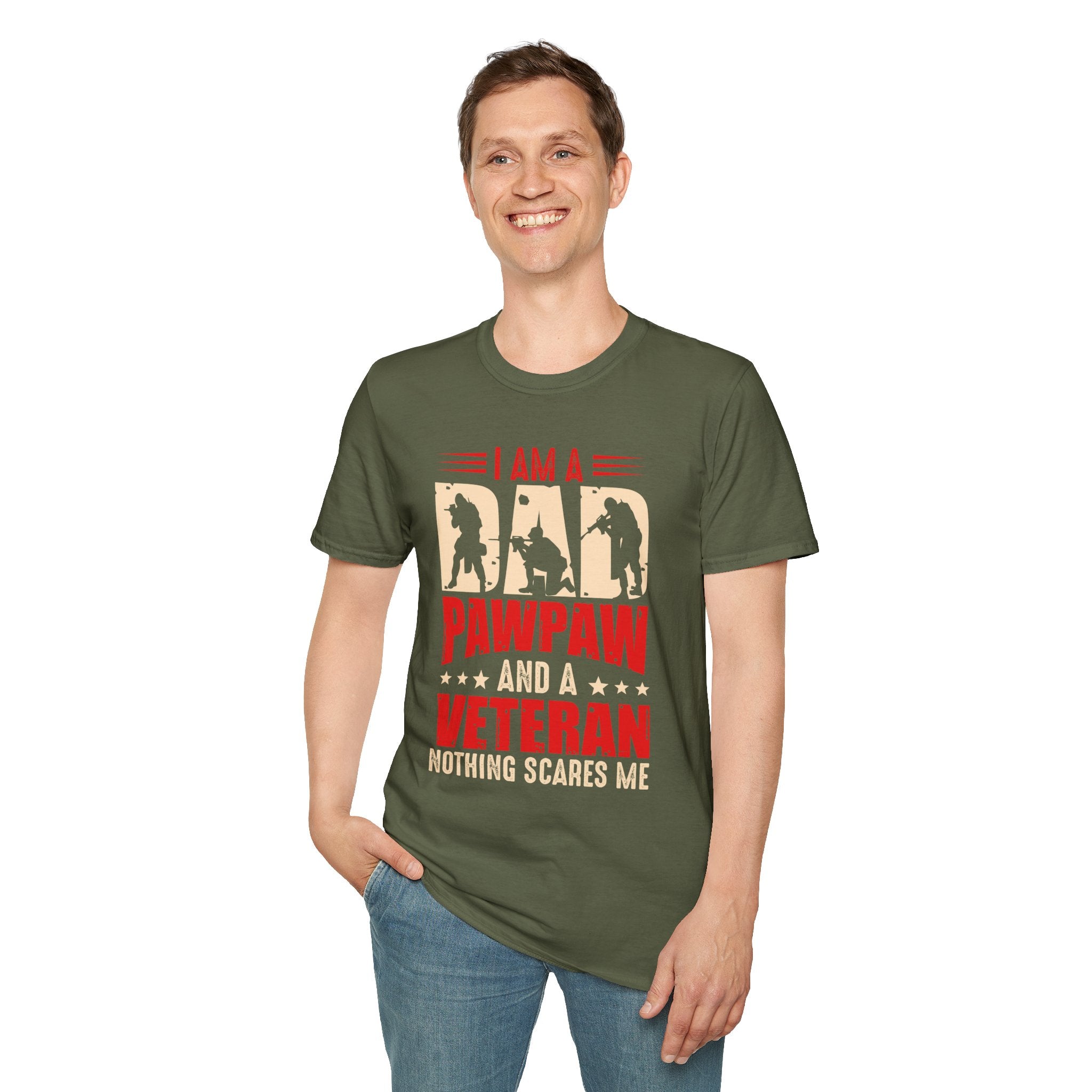 Veteran Dad/Pawpaw T-Shirt — "I Am A Dad Pawpaw and a Veteran" Patriotic Military Gift