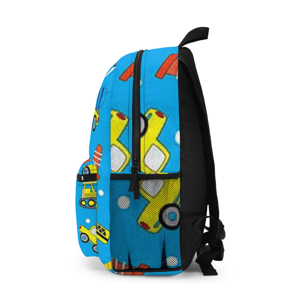 Blue Bulldozer & Dump Truck School Bag