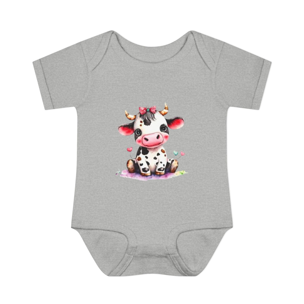 Cute Cow Infant Bodysuit — Adorable Baby Cow Onesie with Pink Bow
