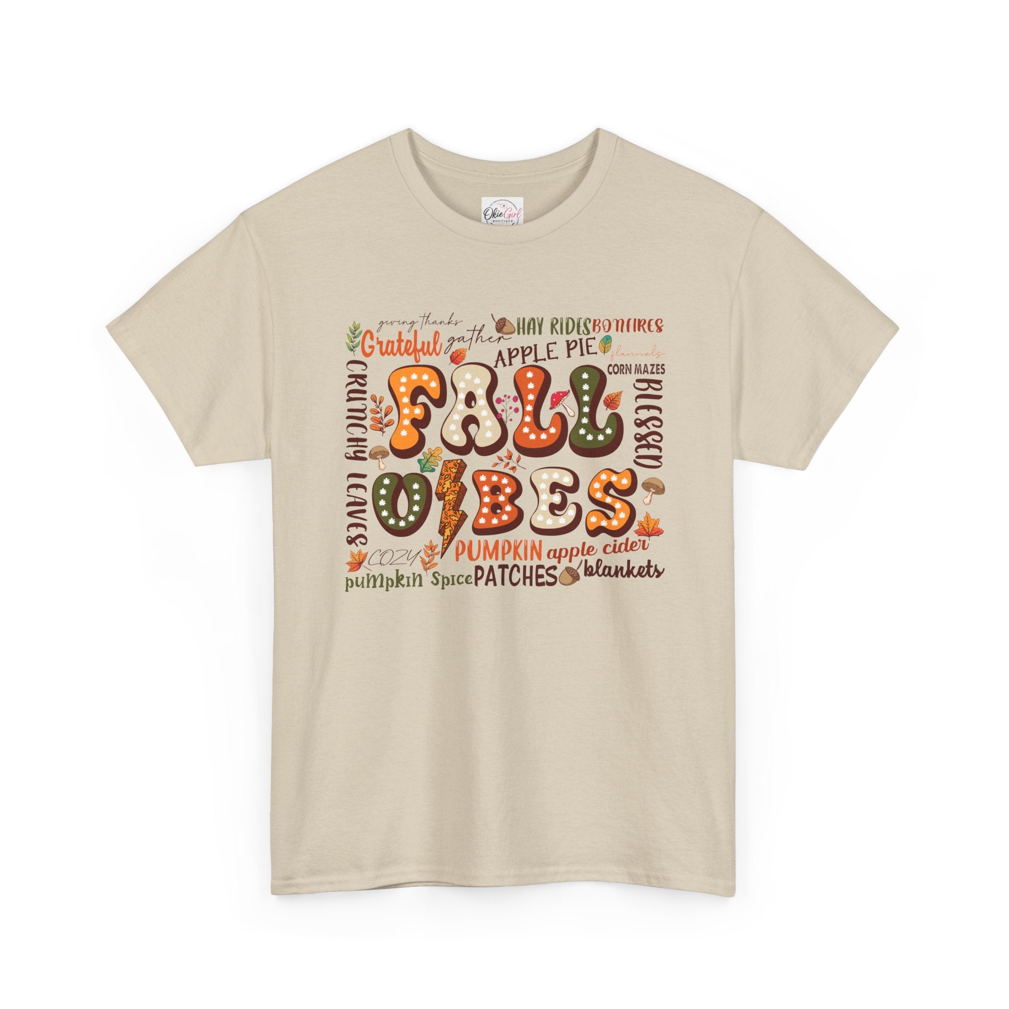 Fall Vibes Graphic Tee — Cozy Autumn Pumpkin & Apple Pie Shirt