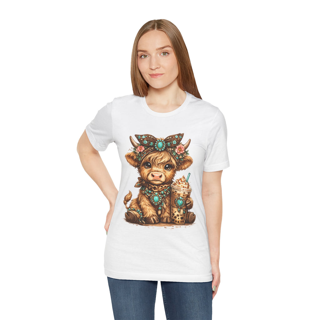 Highland Cow Tee with Bubble Tea