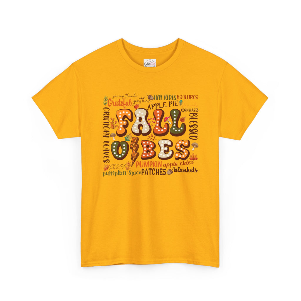 Fall Vibes Graphic Tee — Cozy Autumn Pumpkin & Apple Pie Shirt