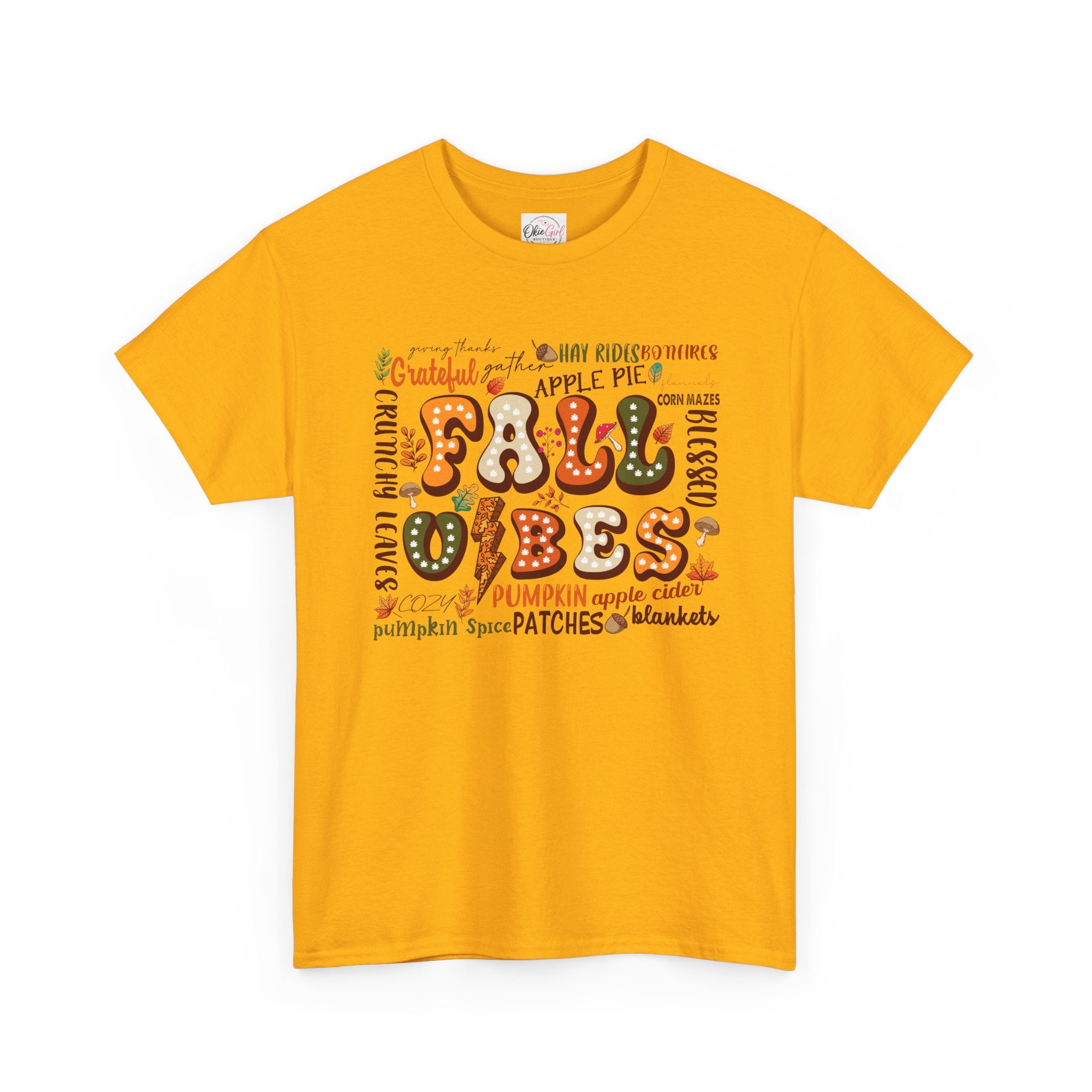 Fall Vibes Graphic Tee — Cozy Autumn Pumpkin & Apple Pie Shirt
