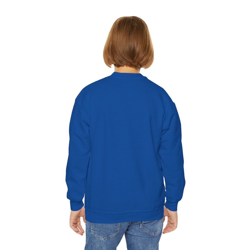 Youth Crewneck Sweatshirt — "Bruh We Back" Retro Smiley Graphic