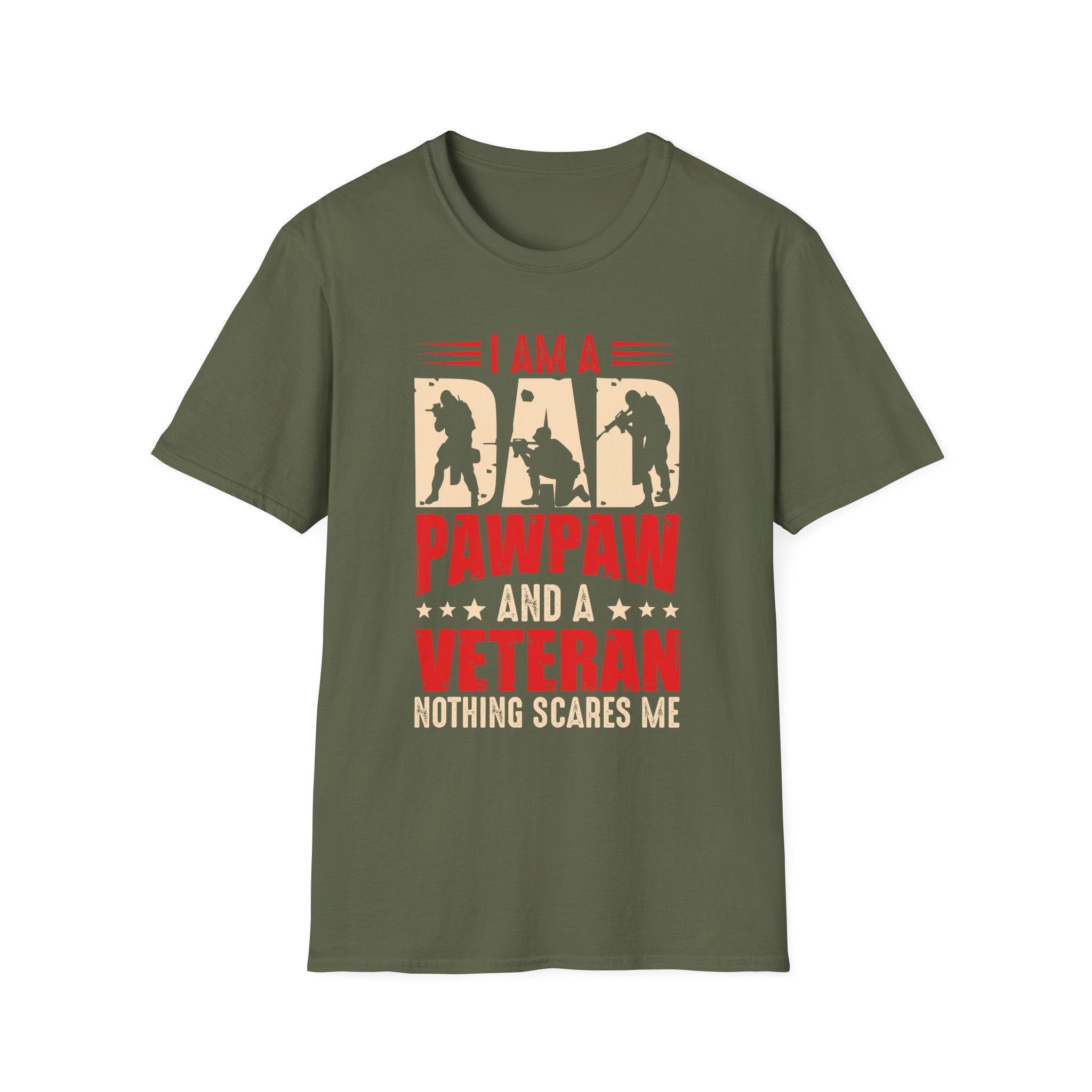 Veteran Dad/Pawpaw T-Shirt — "I Am A Dad Pawpaw and a Veteran" Patriotic Military Gift