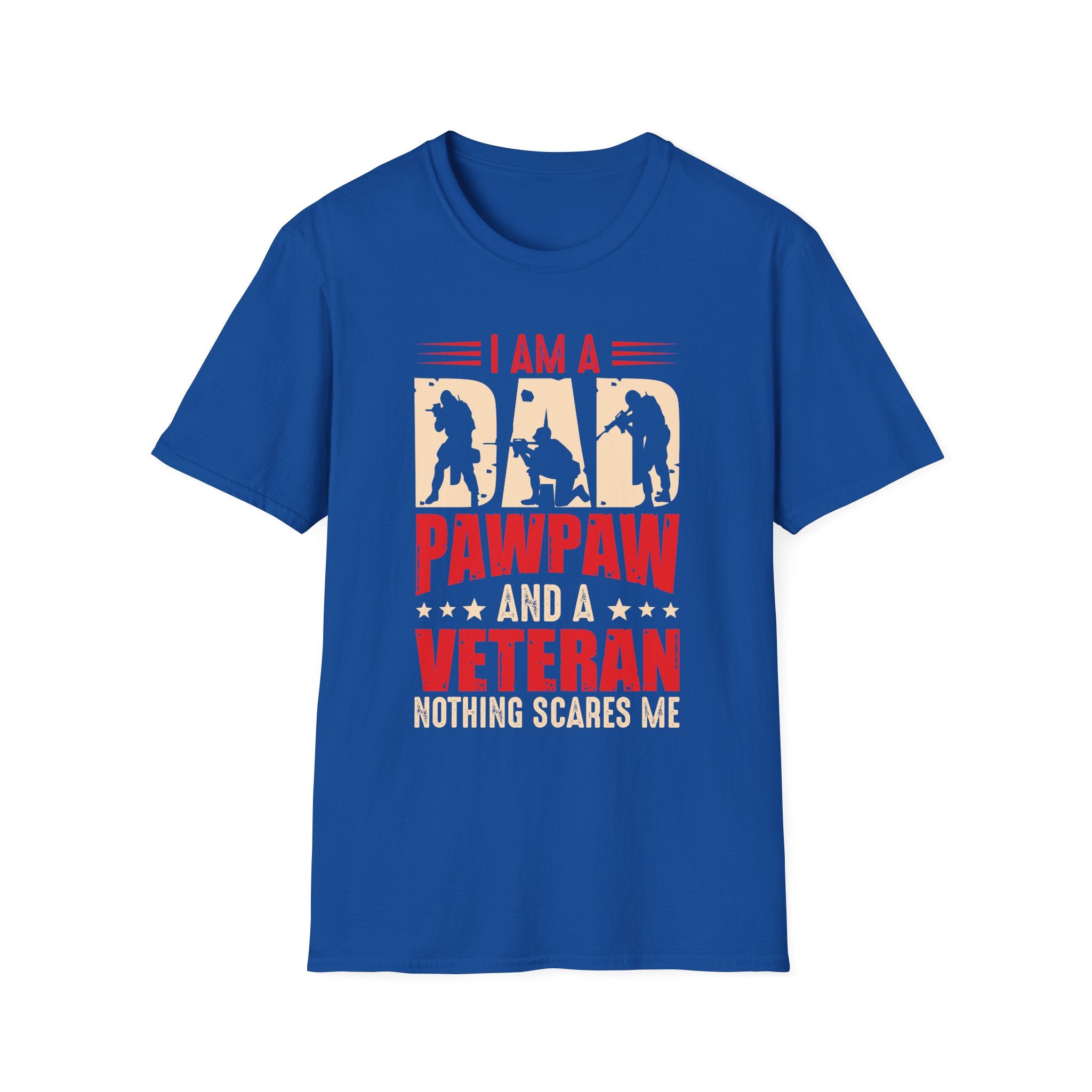 Veteran Dad/Pawpaw T-Shirt — "I Am A Dad Pawpaw and a Veteran" Patriotic Military Gift