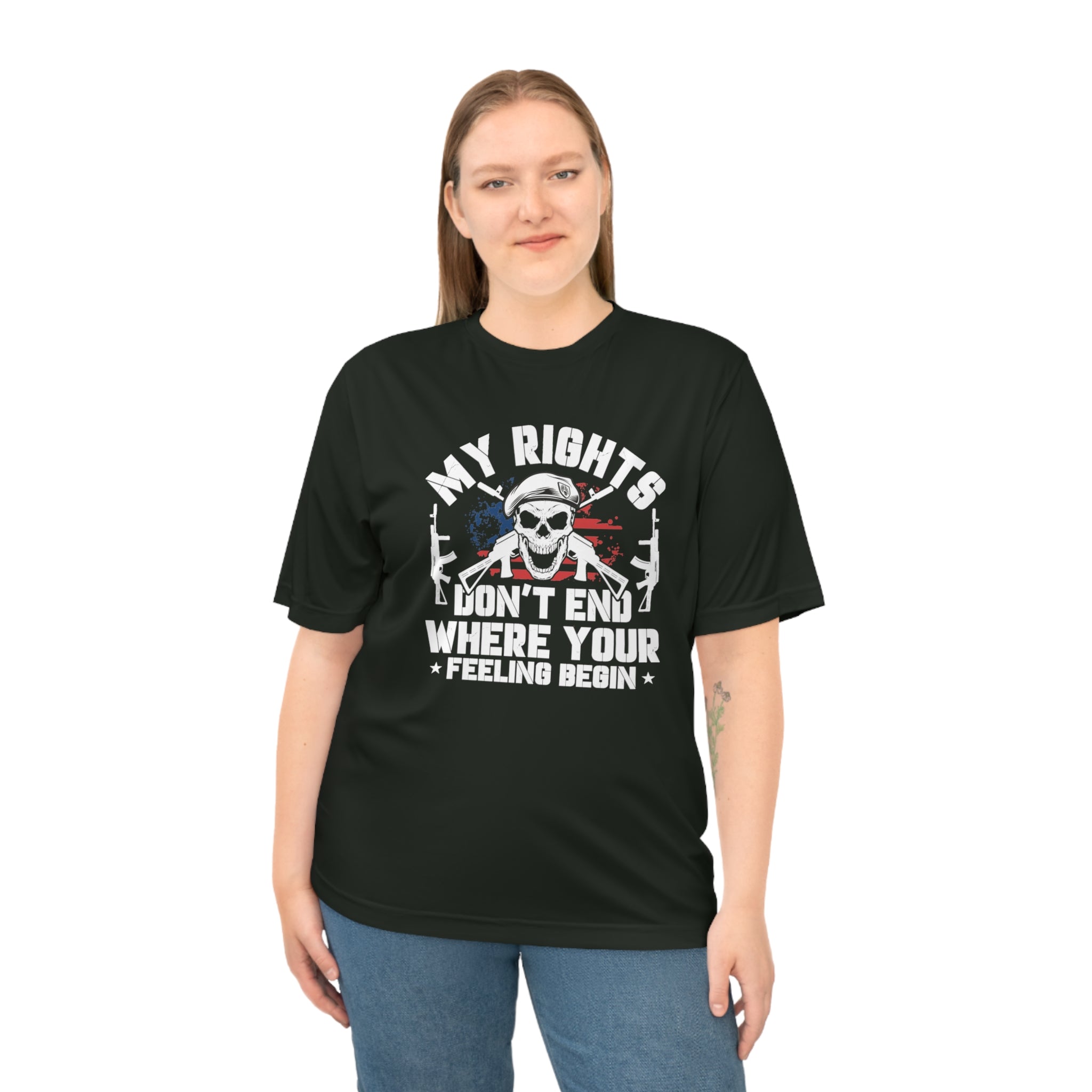 Graphic T-Shirt — "My Rights Don't End Where Your Feeling Begin" Patriotic Skull Tee
