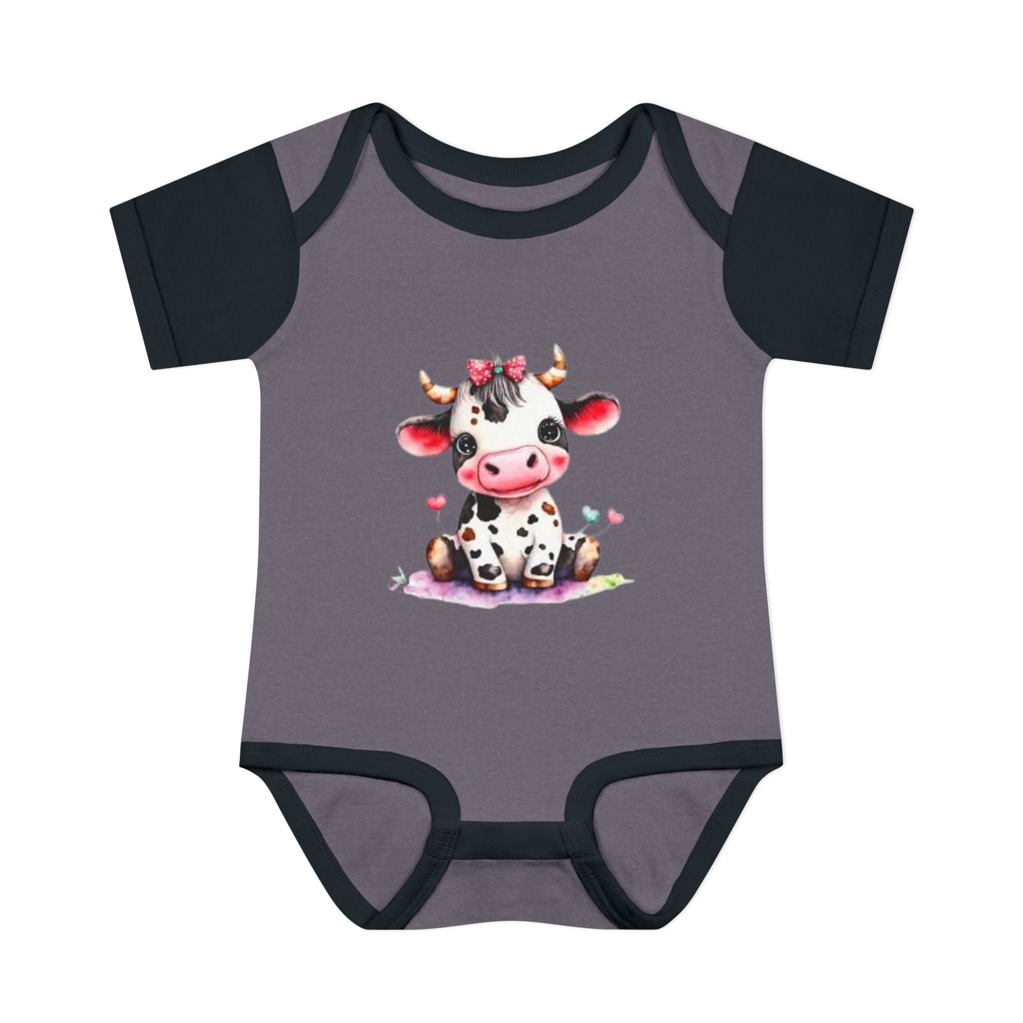 Cute Cow Infant Bodysuit — Adorable Baby Cow Onesie with Pink Bow