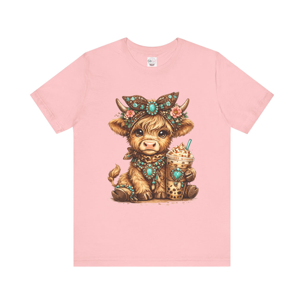 Highland Cow Tee with Bubble Tea
