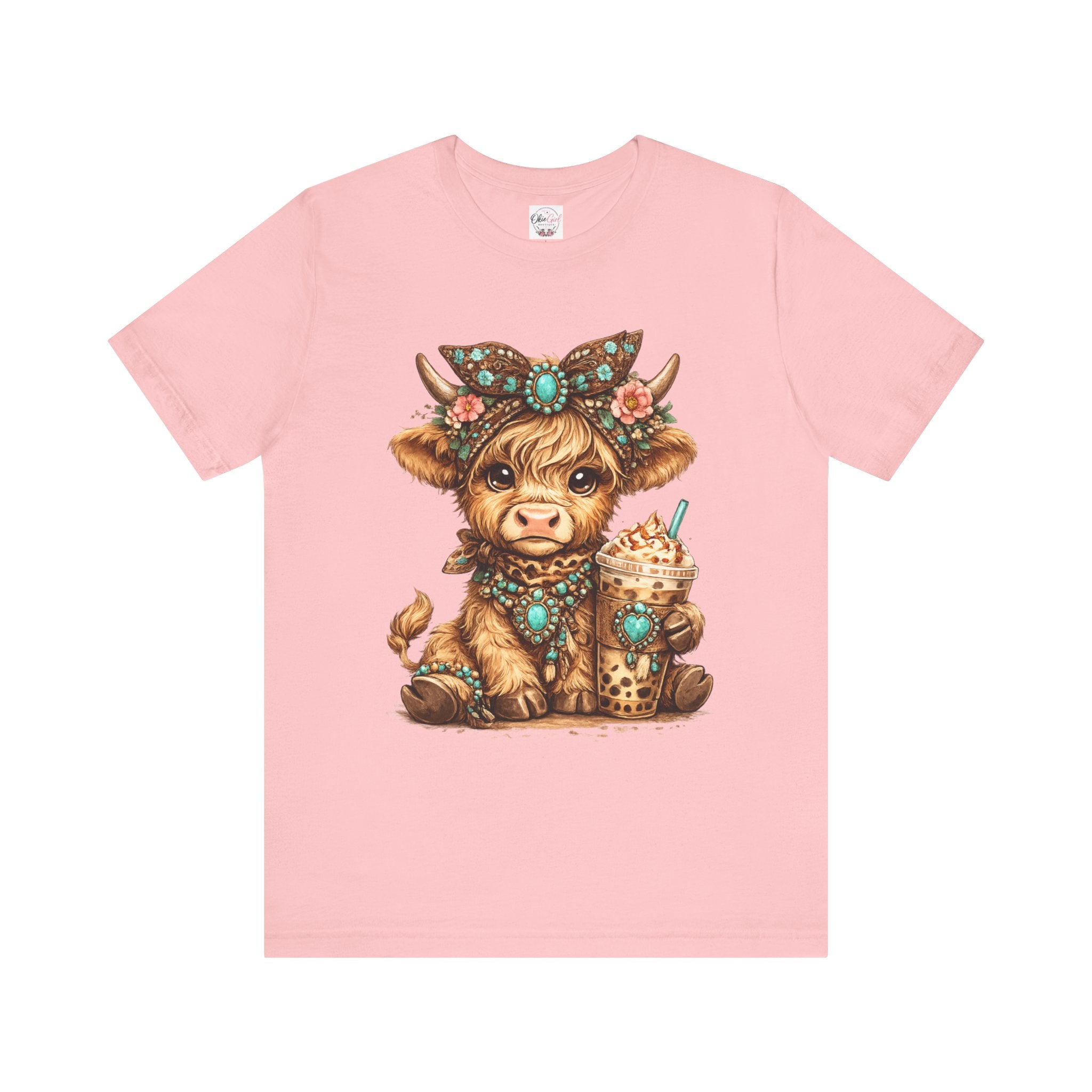 Highland Cow Tee with Bubble Tea