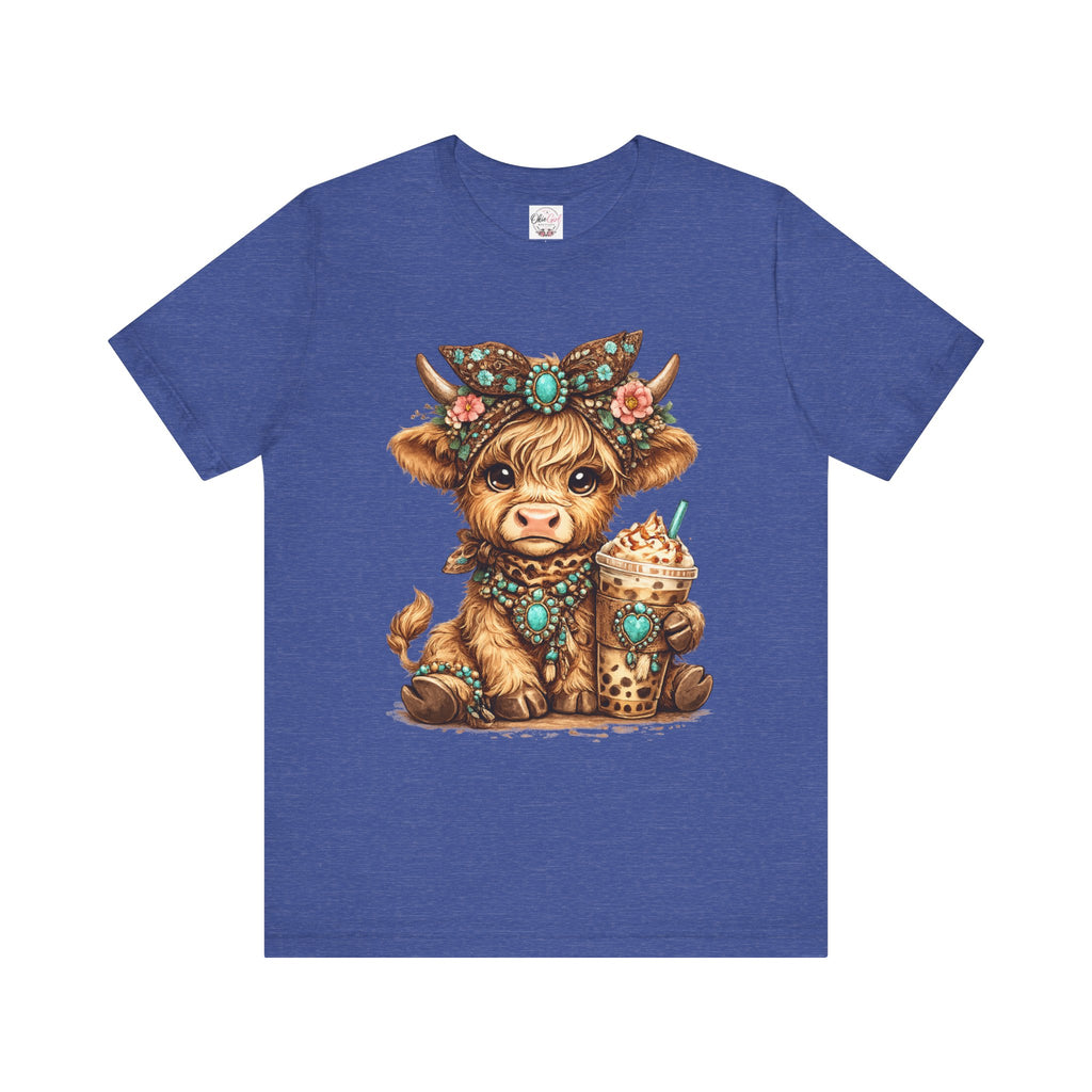 Highland Cow Tee with Bubble Tea