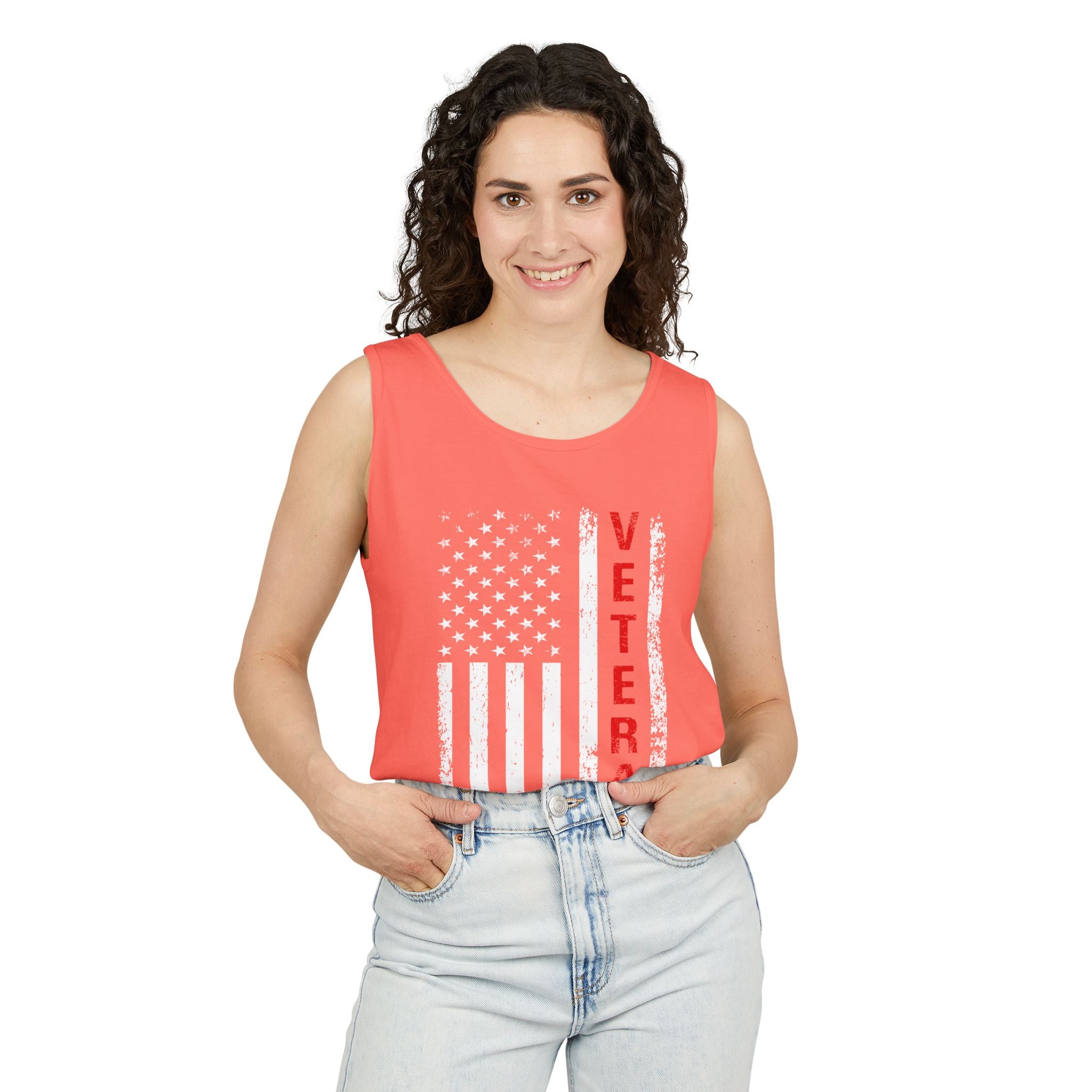 Veteran Flag Tank Top — Distressed American Flag Veteran Graphic Tank