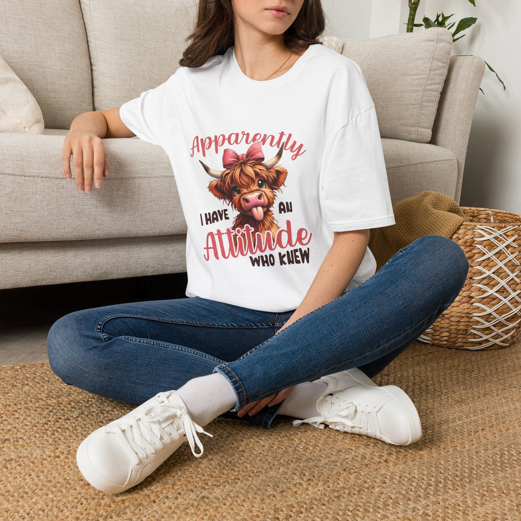 Apparently I Have an Attitude Who Knew — Cow T-Shirt