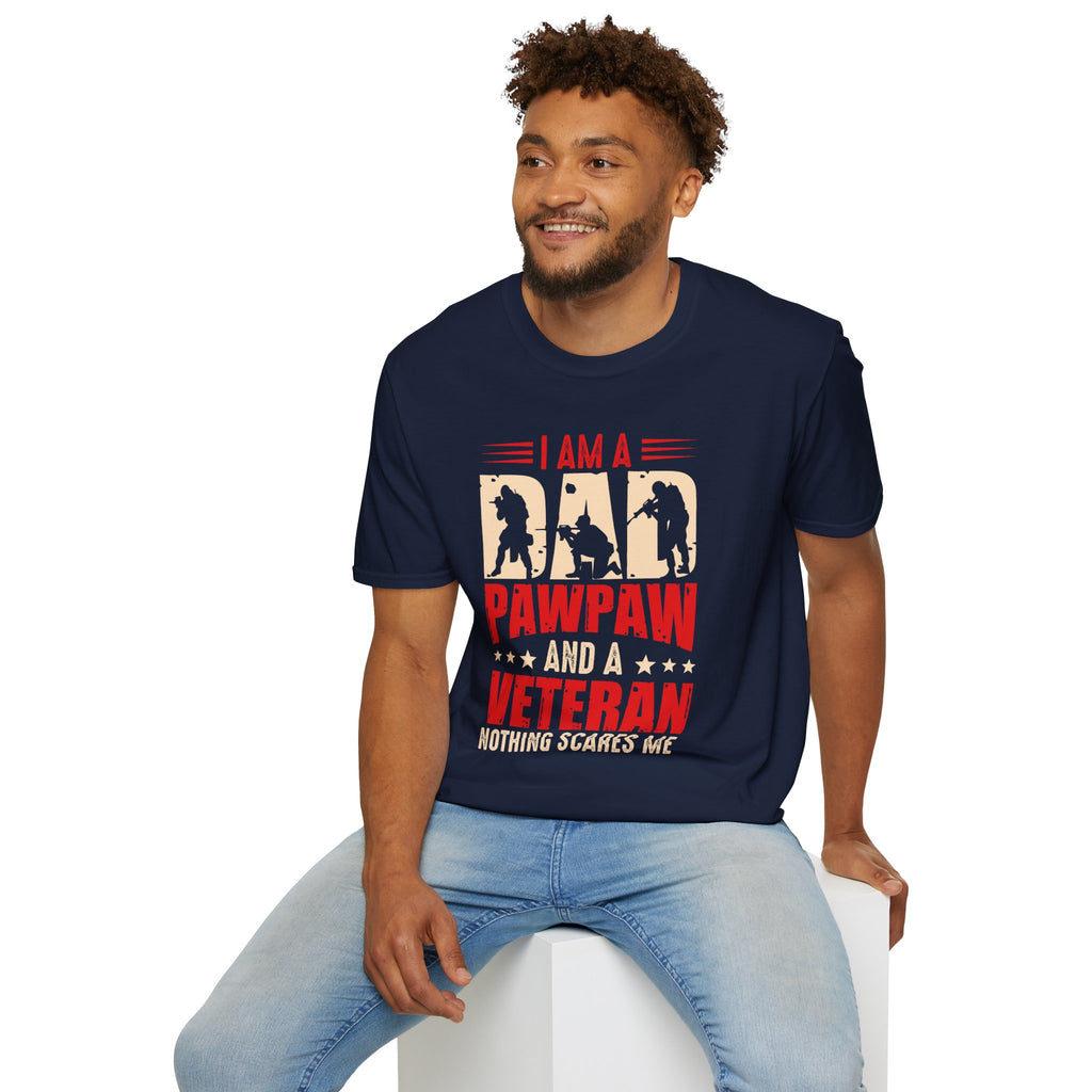 Veteran Dad/Pawpaw T-Shirt — "I Am A Dad Pawpaw and a Veteran" Patriotic Military Gift