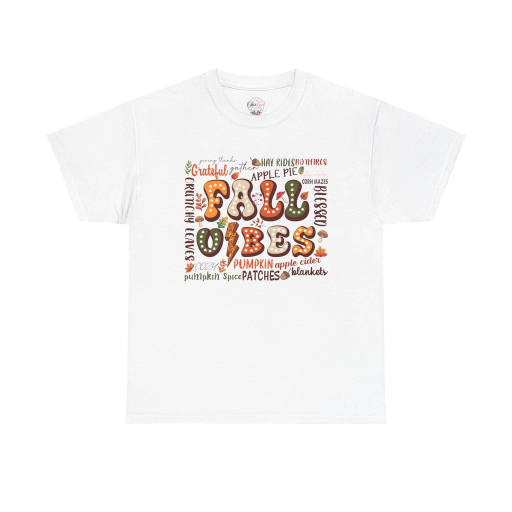 Fall Vibes Graphic Tee — Cozy Autumn Pumpkin & Apple Pie Shirt