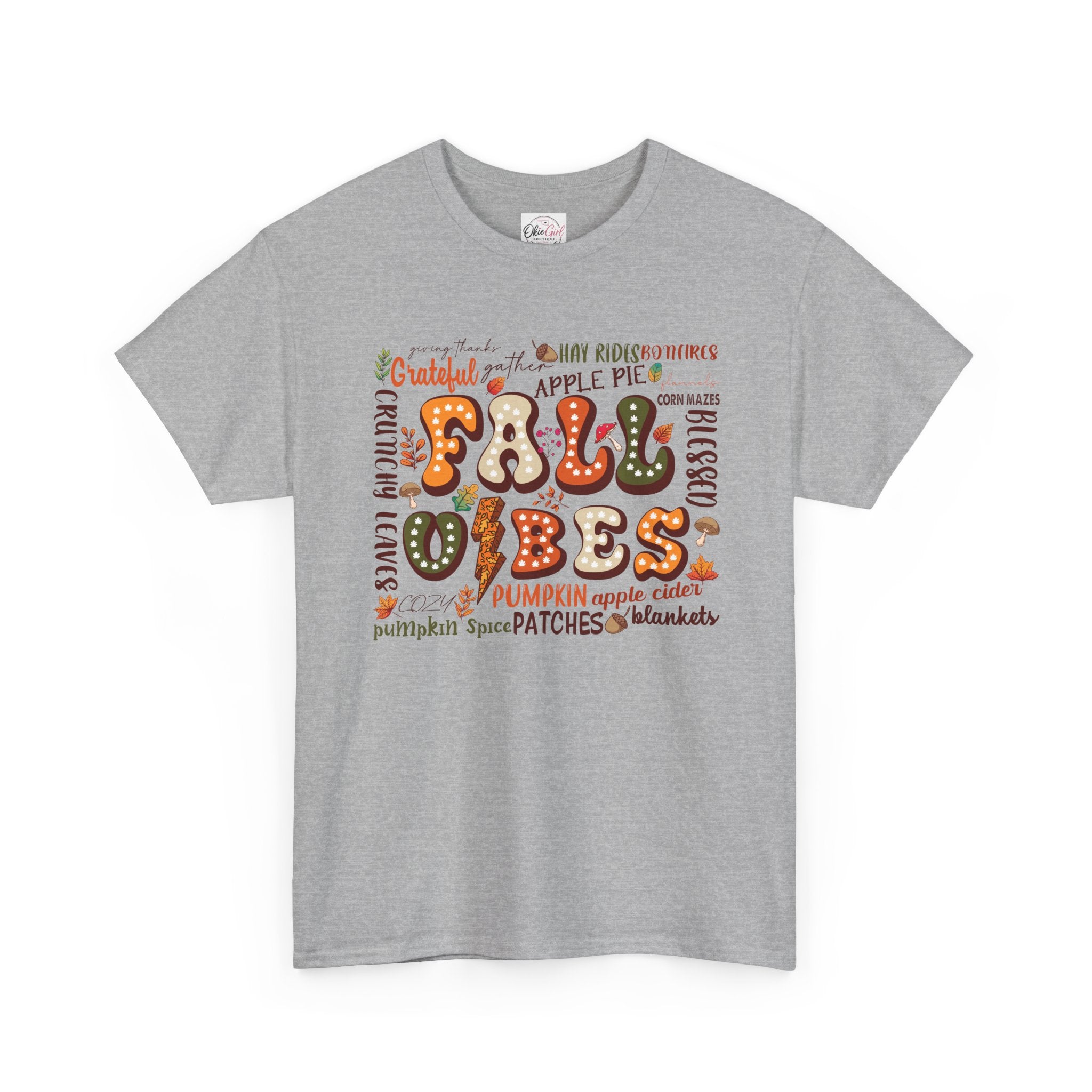 Fall Vibes Graphic Tee — Cozy Autumn Pumpkin & Apple Pie Shirt