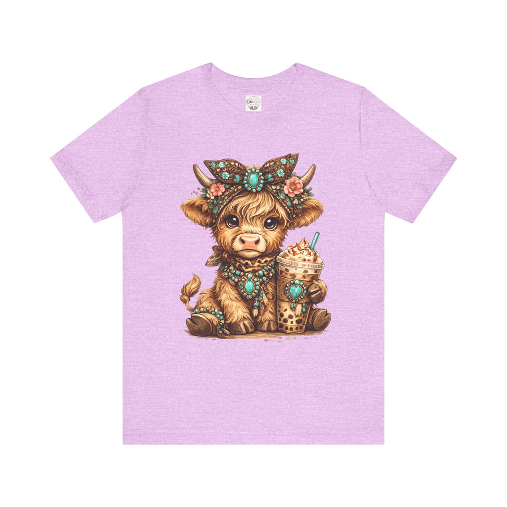 Highland Cow Tee with Bubble Tea
