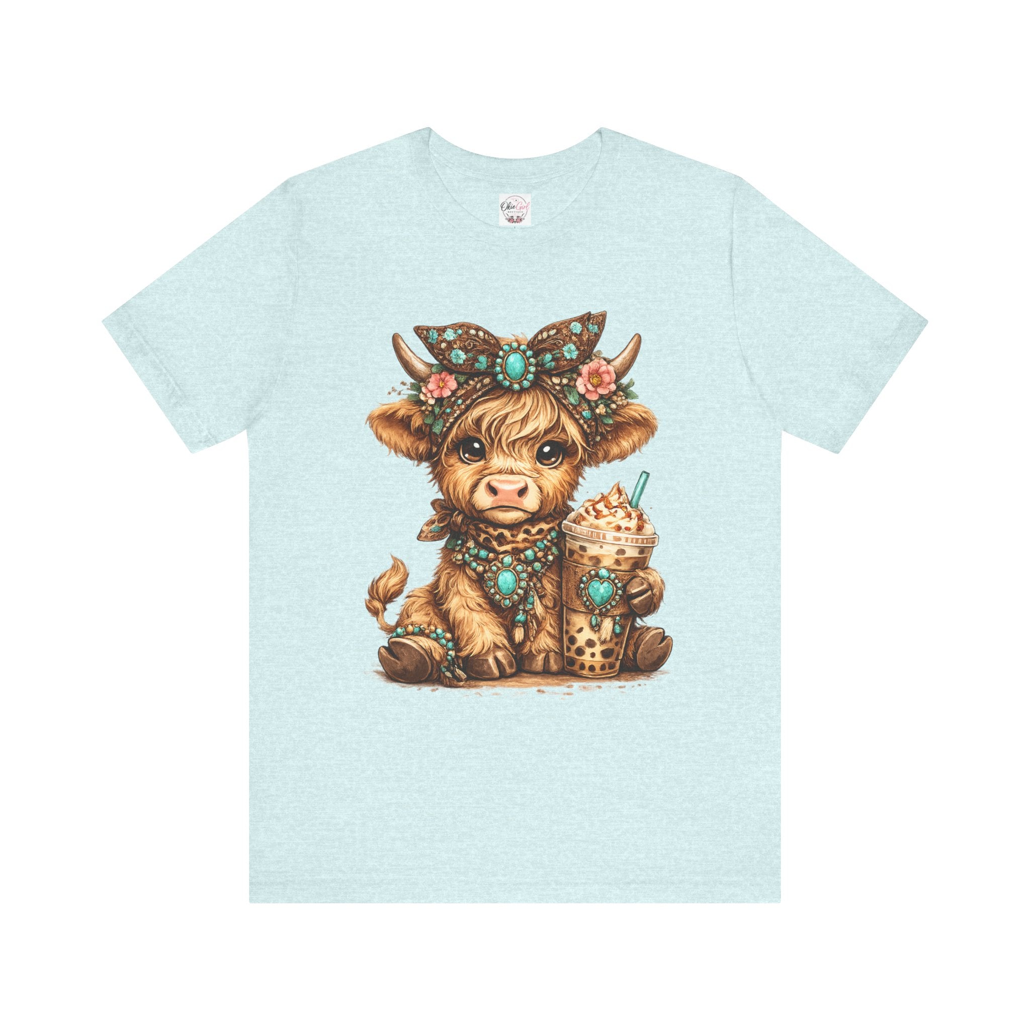 Highland Cow Tee with Bubble Tea