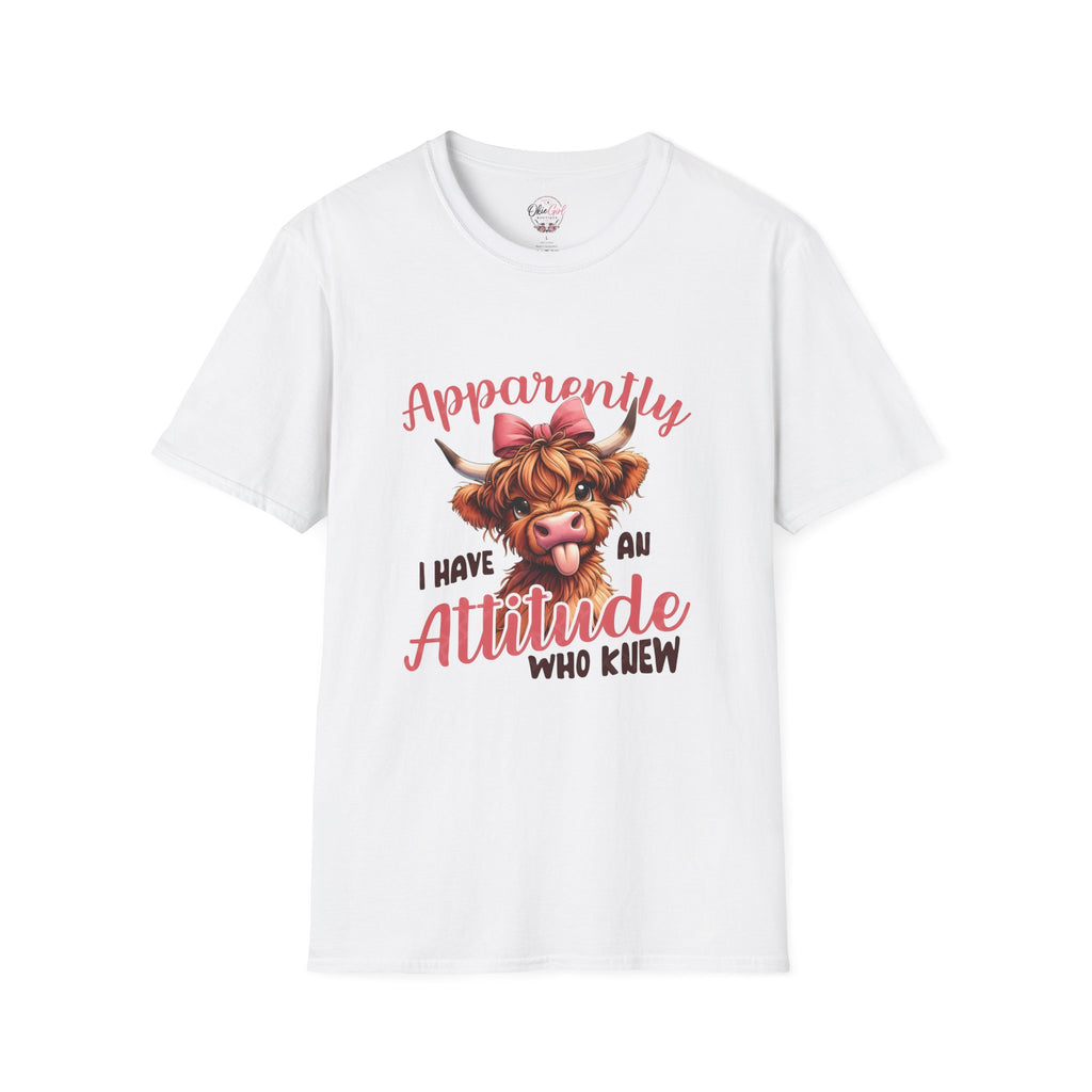 Apparently I Have an Attitude Who Knew — Cow T-Shirt