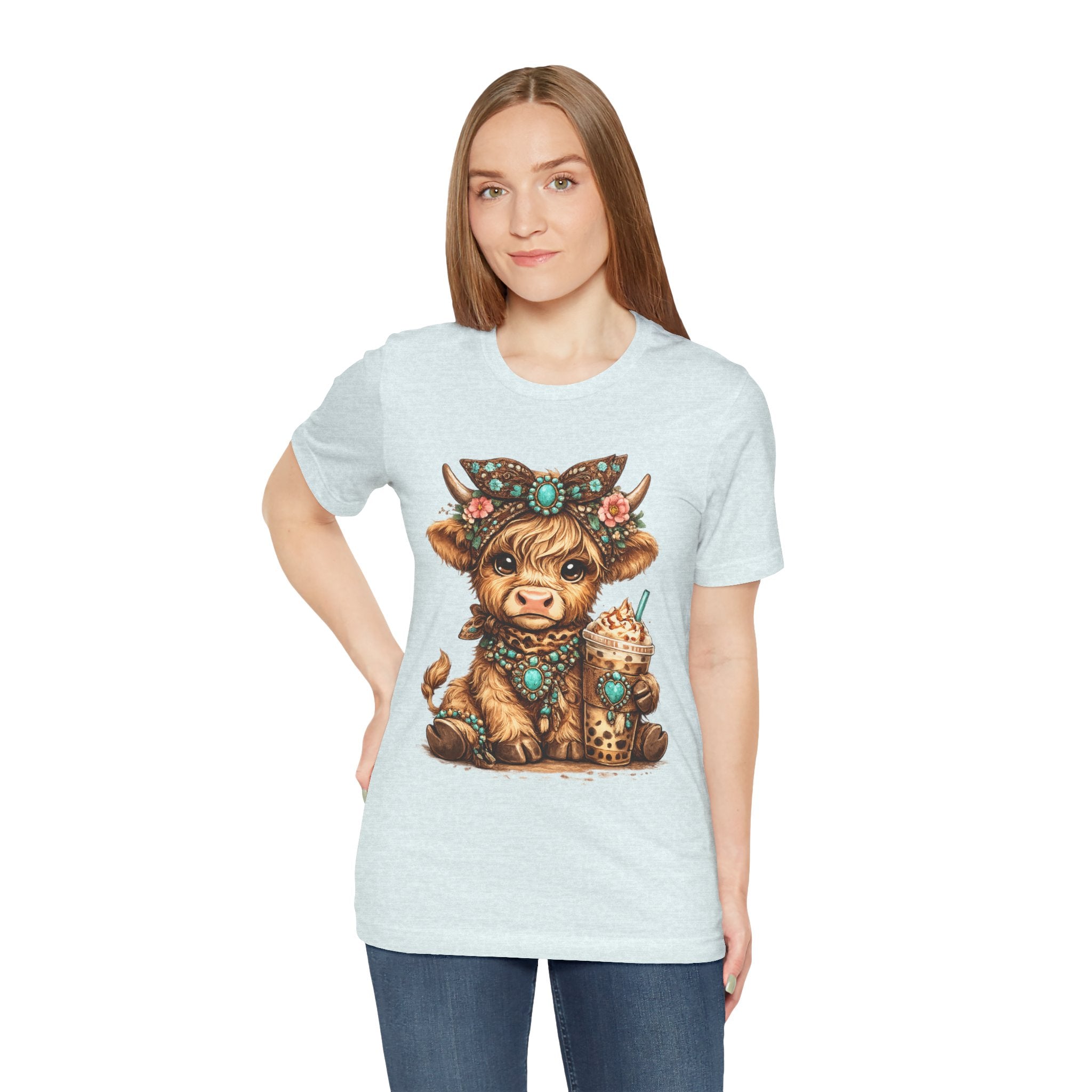 Highland Cow Tee with Bubble Tea
