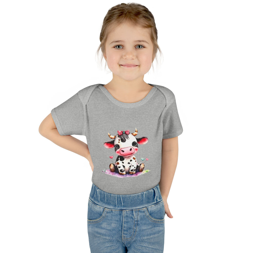 Cute Cow Infant Bodysuit — Adorable Baby Cow Onesie with Pink Bow