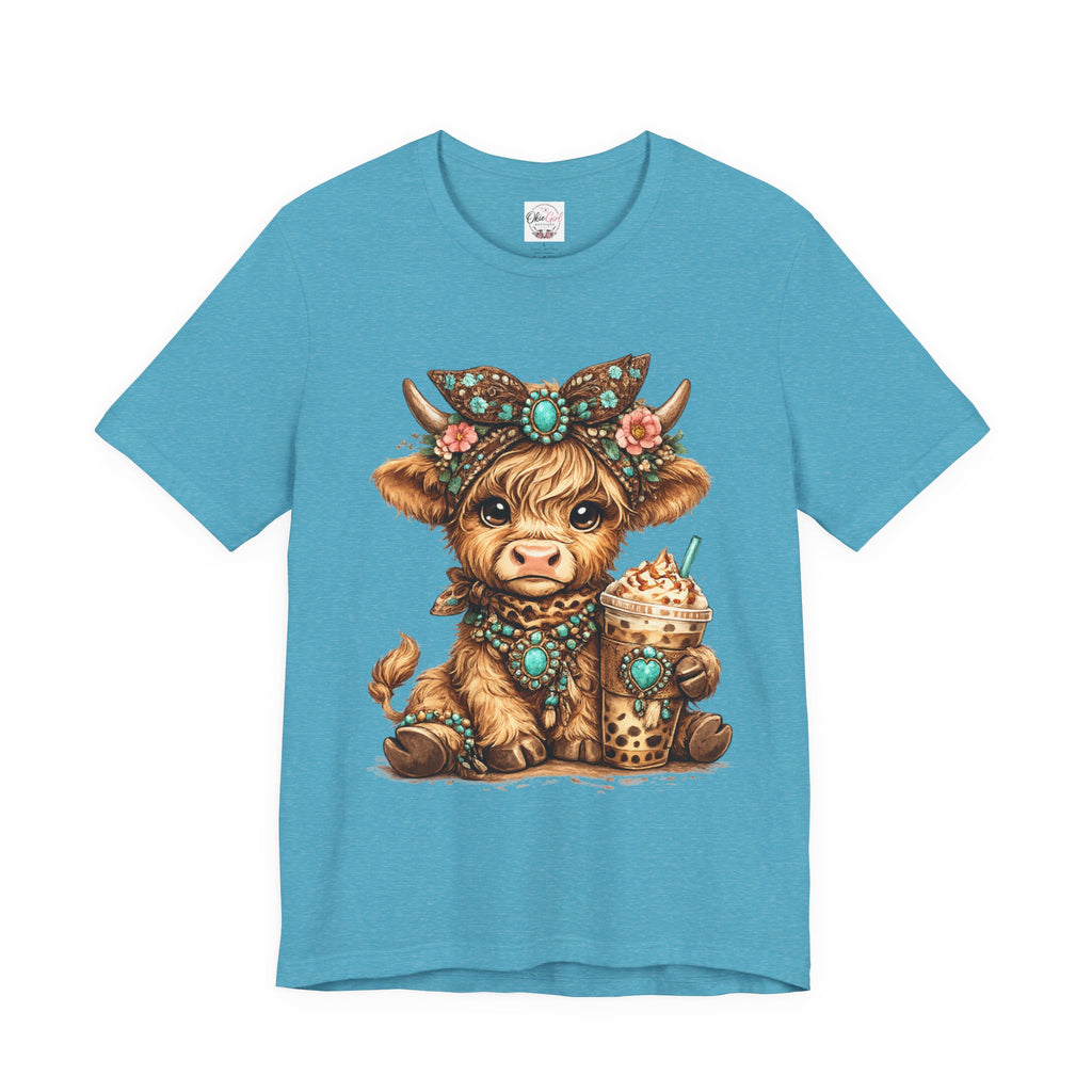 Highland Cow Tee with Bubble Tea