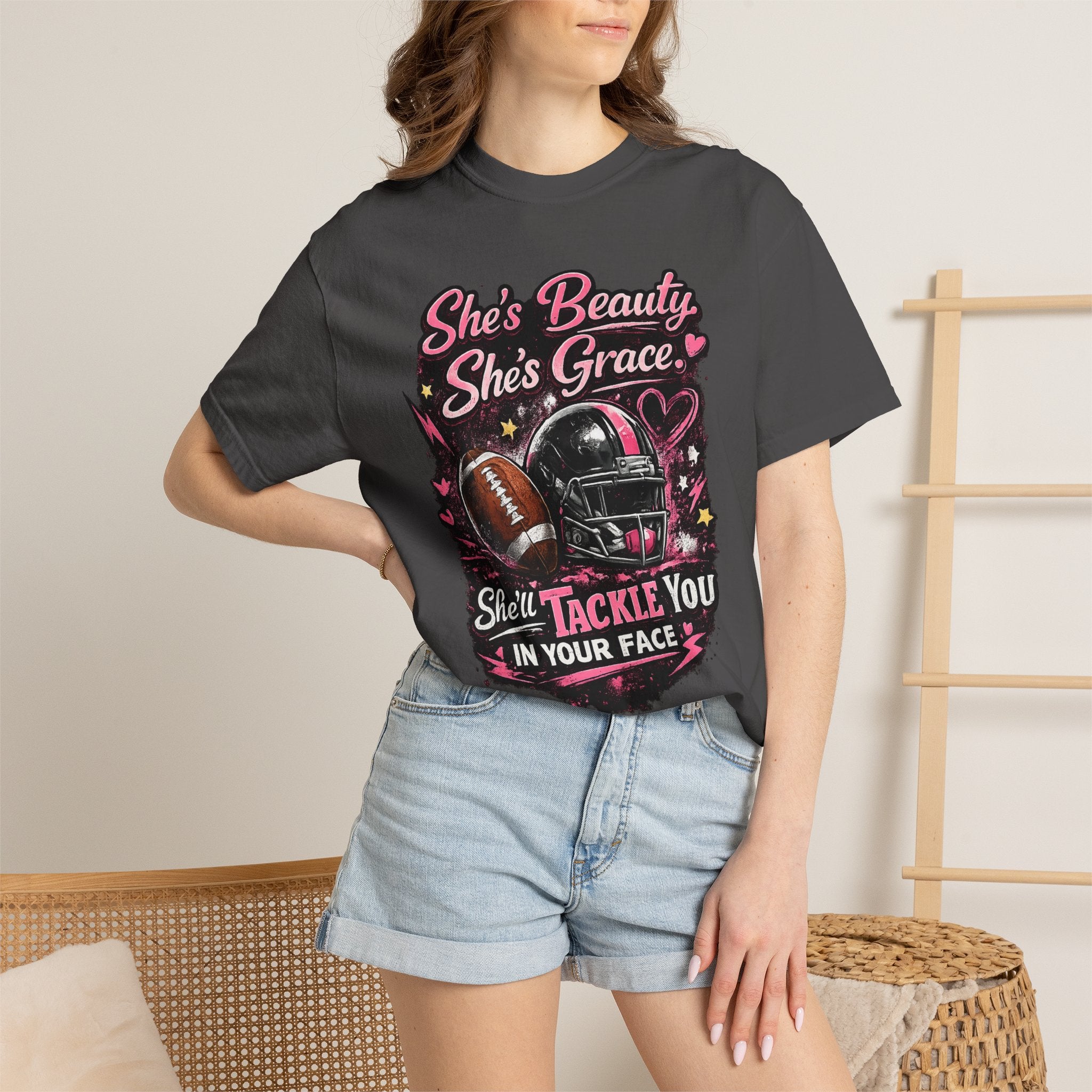 She's Beauty She's Grace Football Tee
