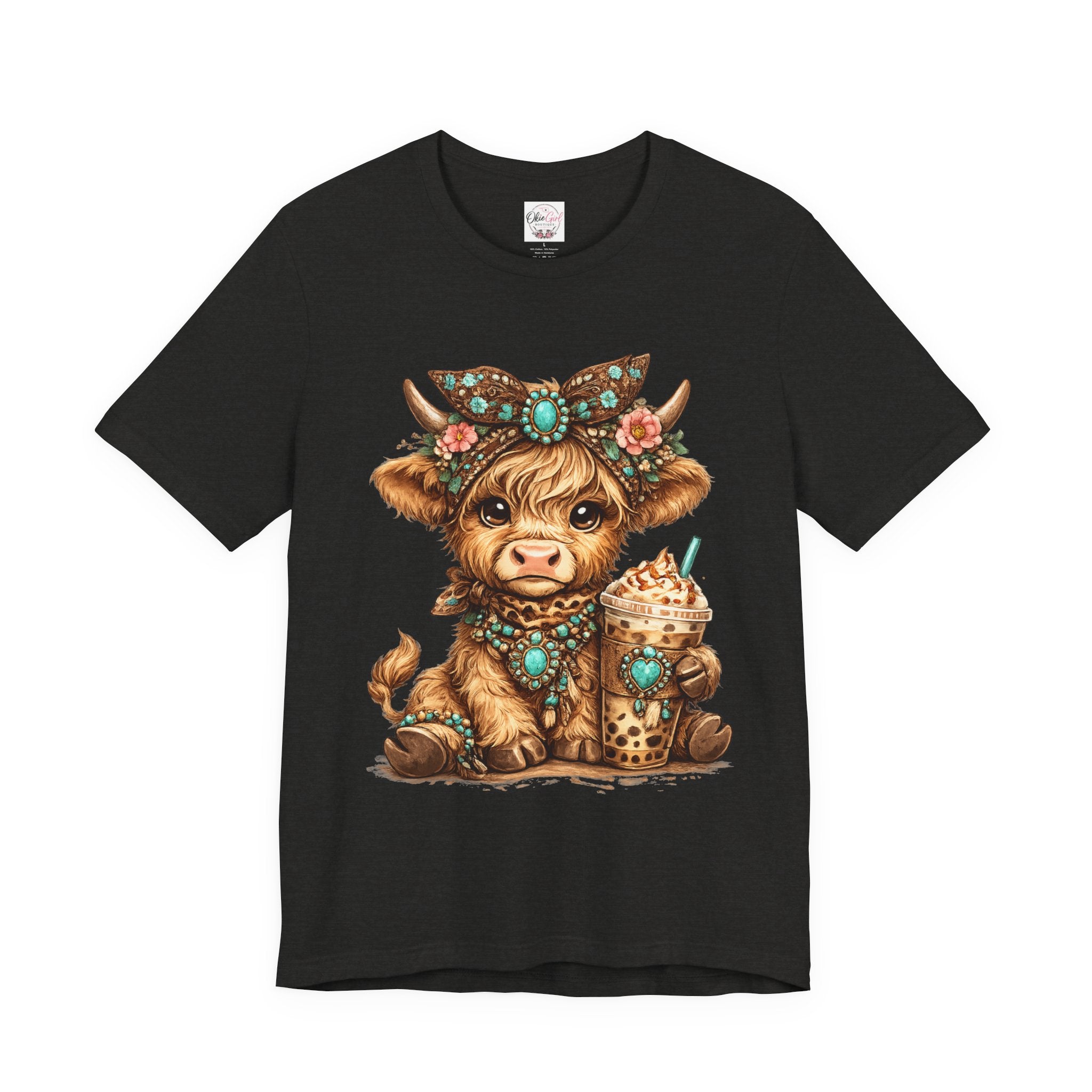 Highland Cow Tee with Bubble Tea