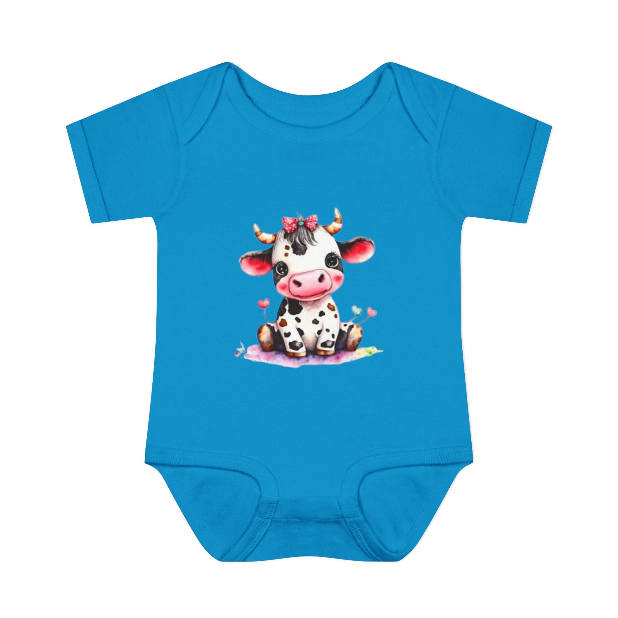 Cute Cow Infant Bodysuit — Adorable Baby Cow Onesie with Pink Bow