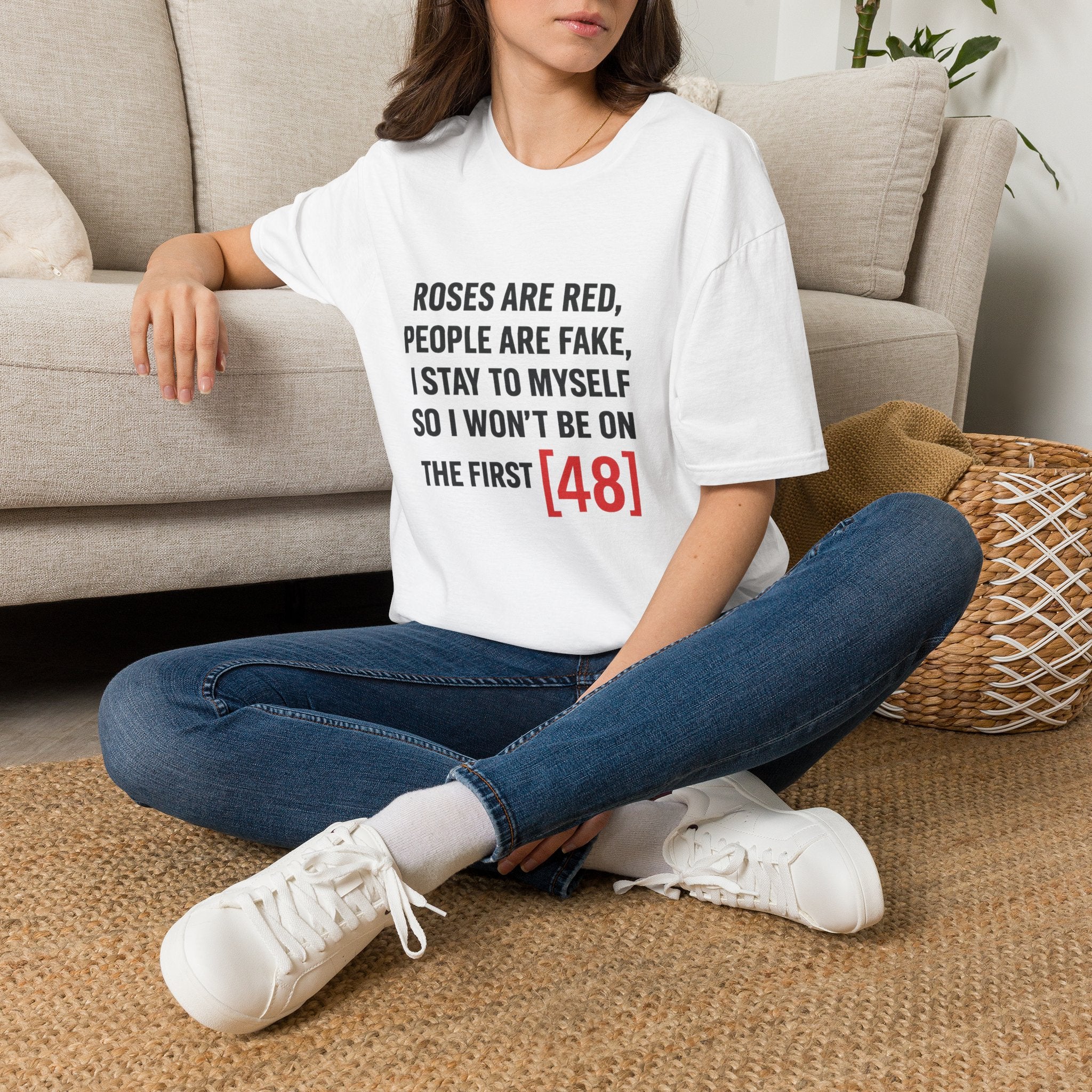 Roses Are Red People Are Fake T-Shirt — Funny Introvert Quote Tee