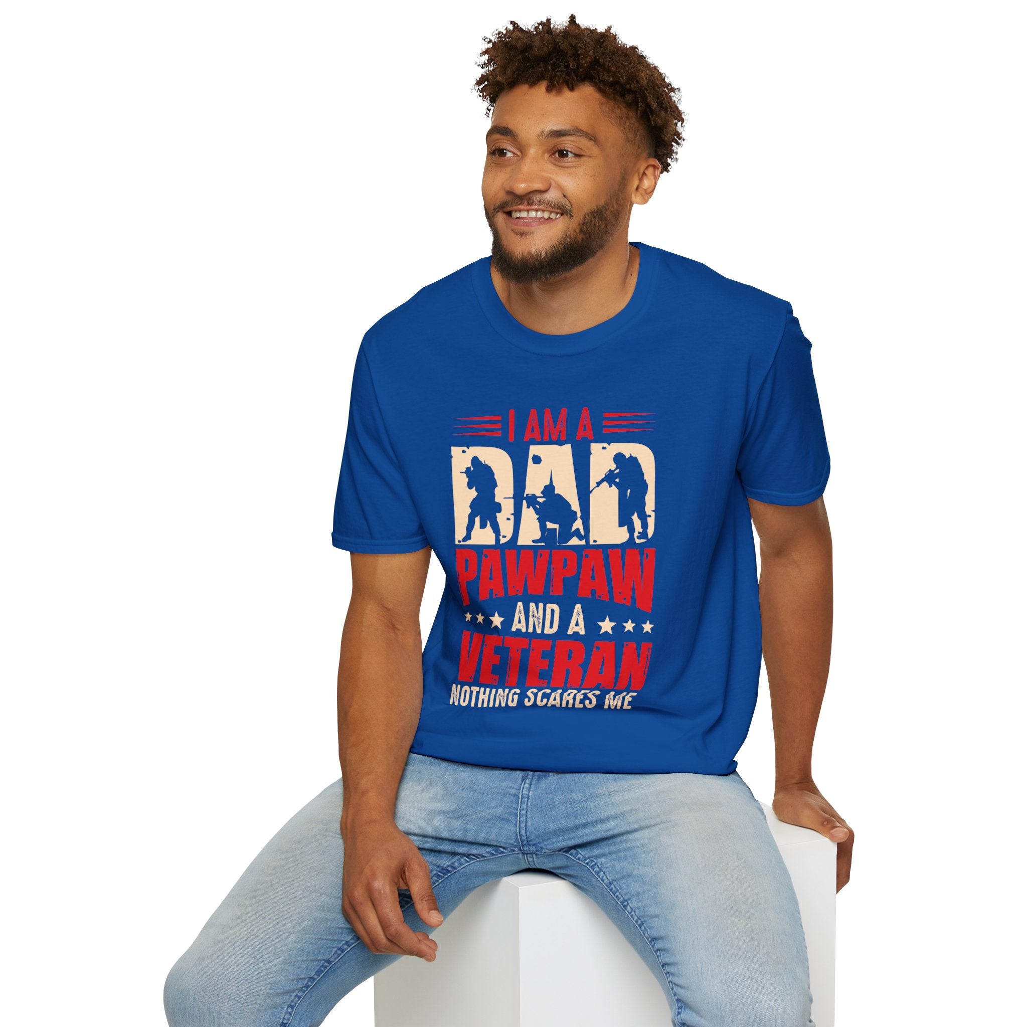 Veteran Dad/Pawpaw T-Shirt — "I Am A Dad Pawpaw and a Veteran" Patriotic Military Gift
