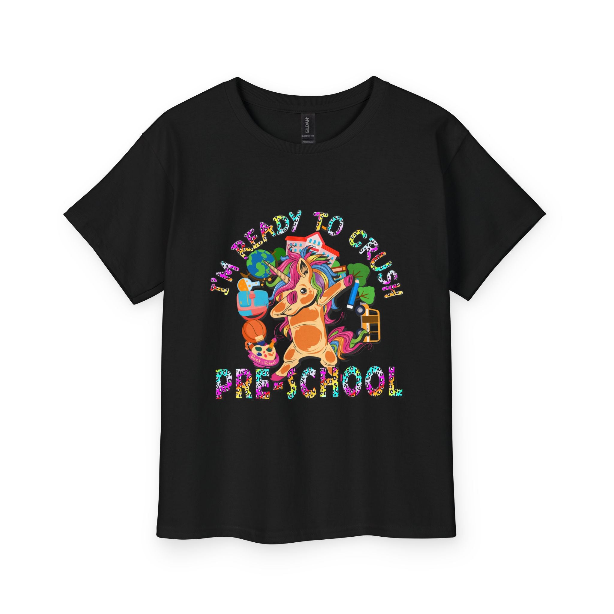 Youth Tee — "I'm Ready to Crush Preschool" Colorful Puppy Back-to-School Shirt