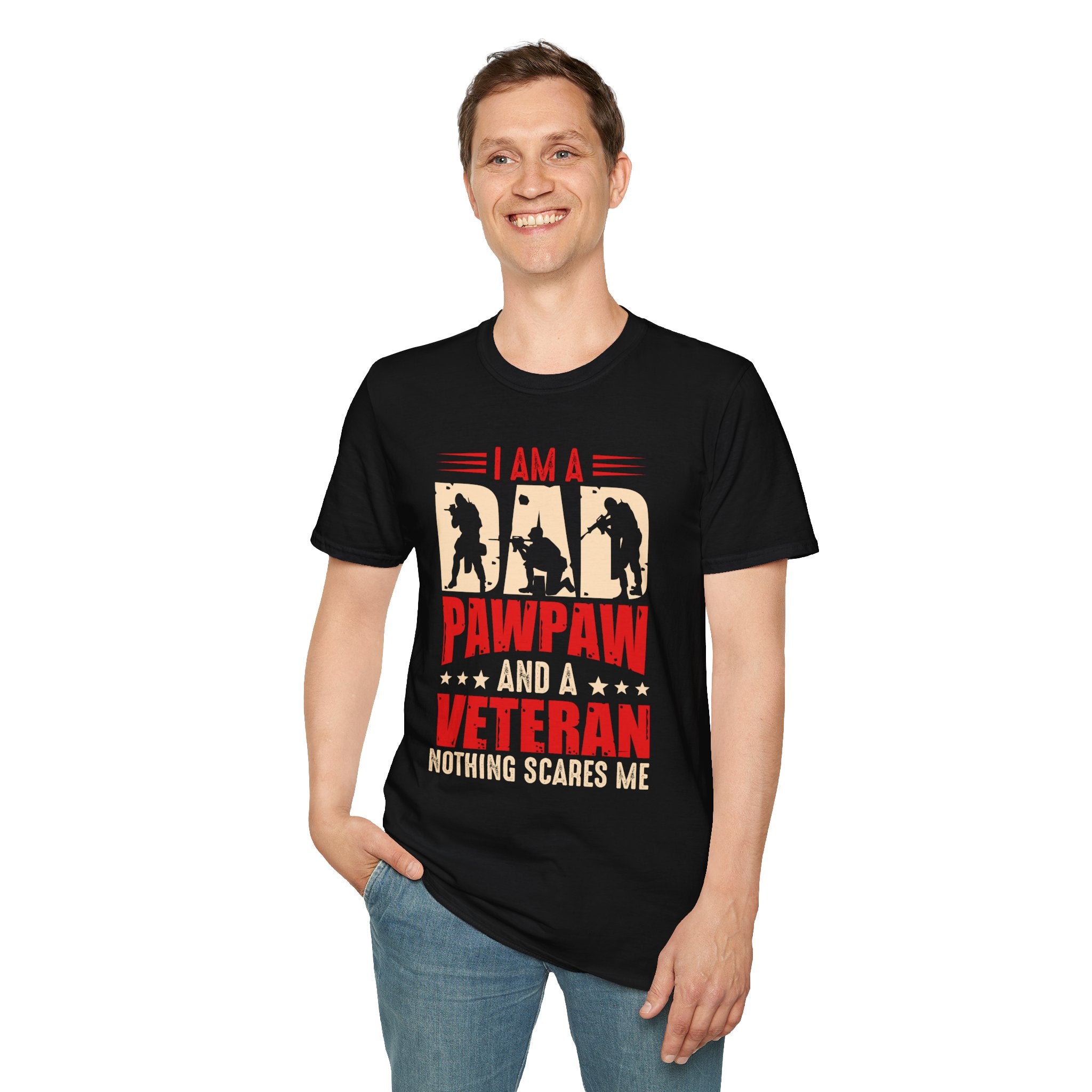 Veteran Dad/Pawpaw T-Shirt — "I Am A Dad Pawpaw and a Veteran" Patriotic Military Gift