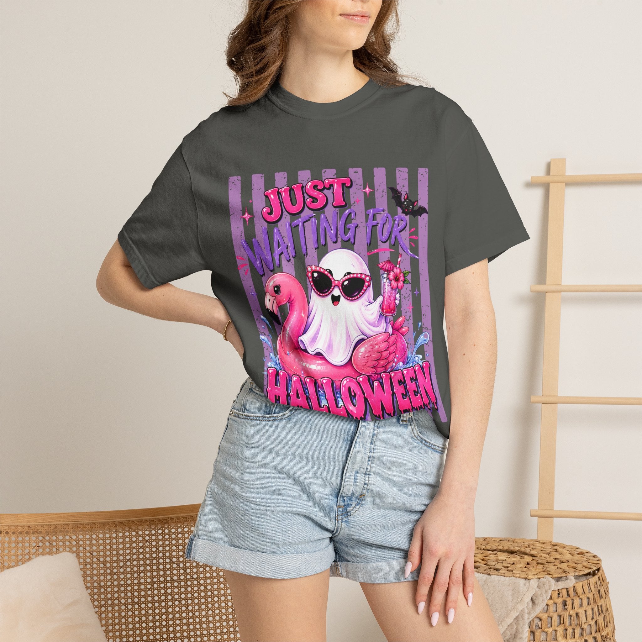 "Just Waiting for Halloween" Cute Flamingo Tee