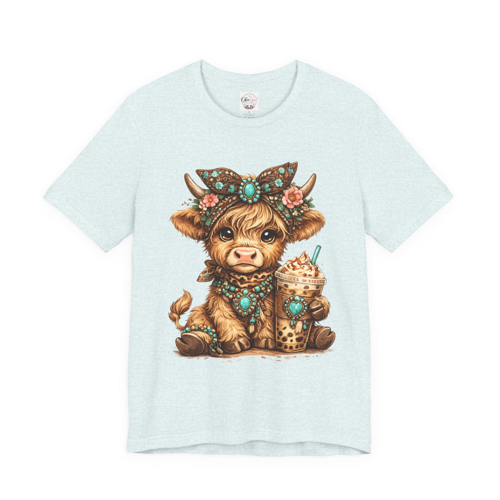 Highland Cow Tee with Bubble Tea
