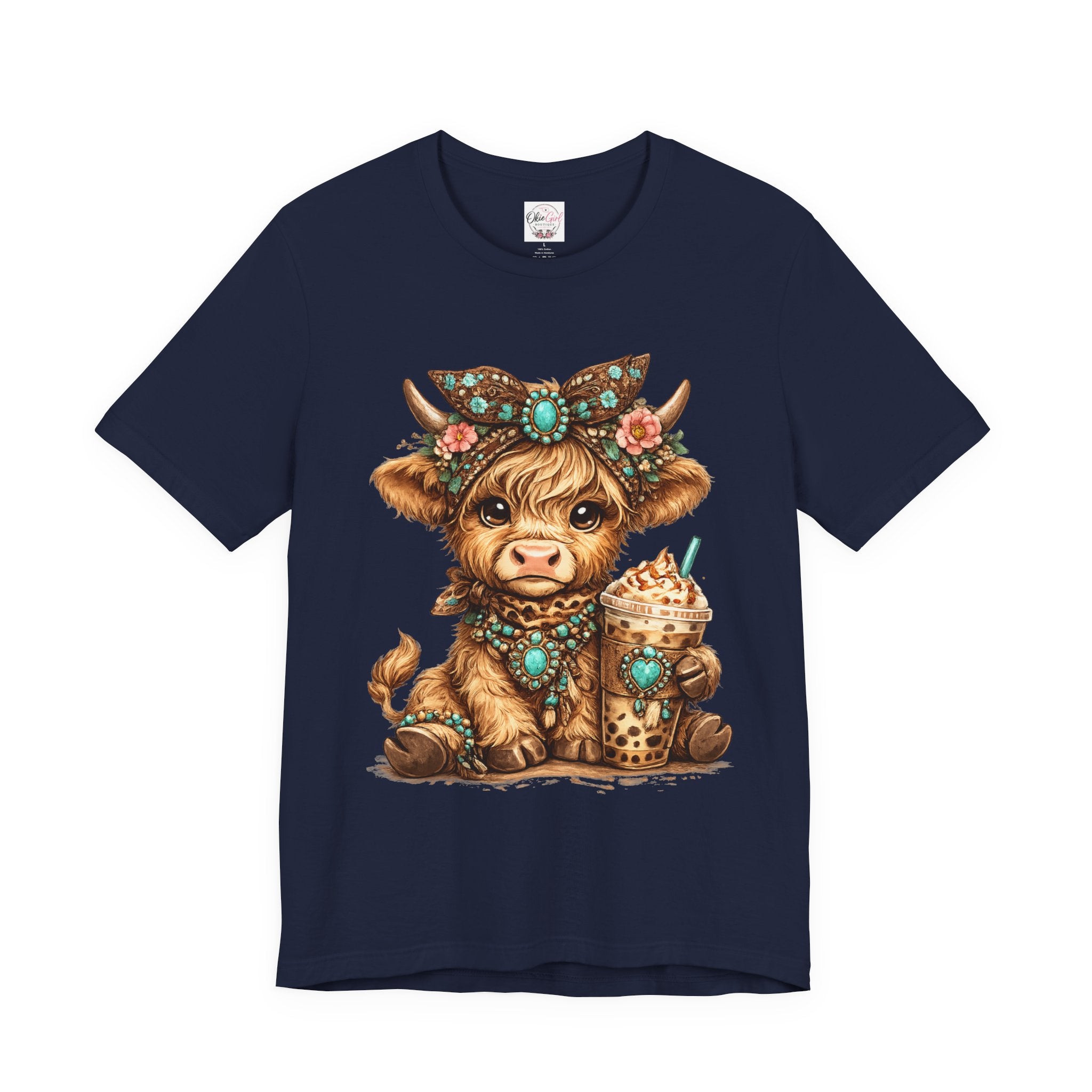 Highland Cow Tee with Bubble Tea