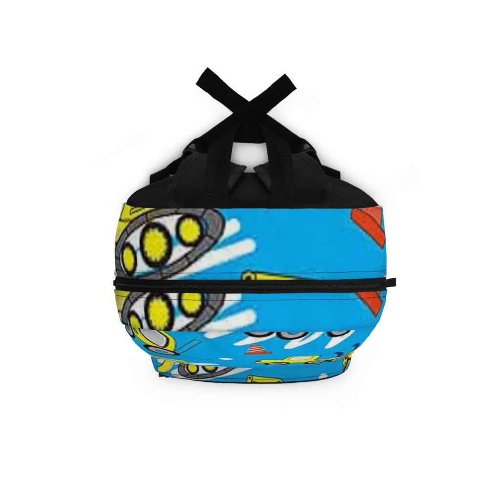 Blue Bulldozer & Dump Truck School Bag