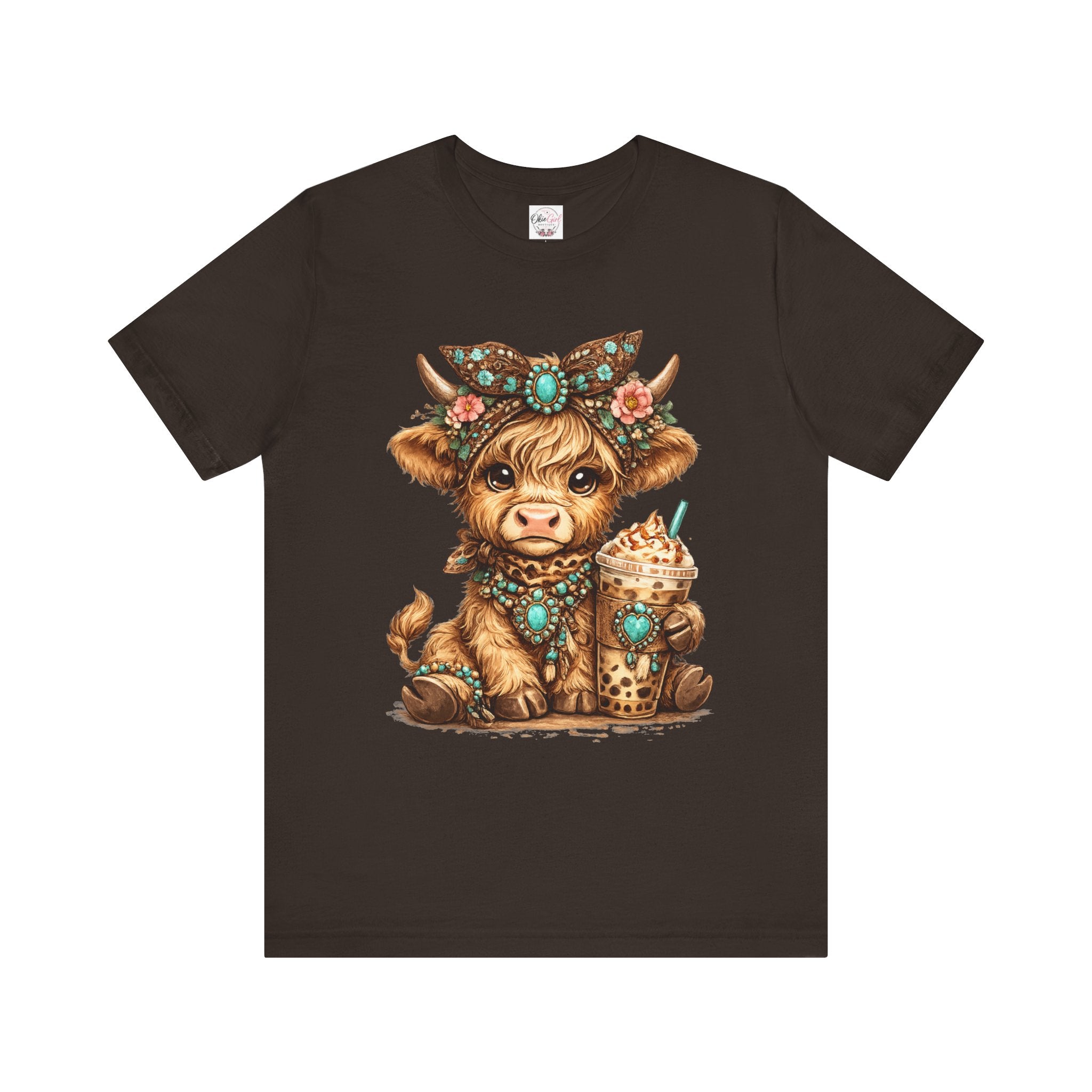 Highland Cow Tee with Bubble Tea