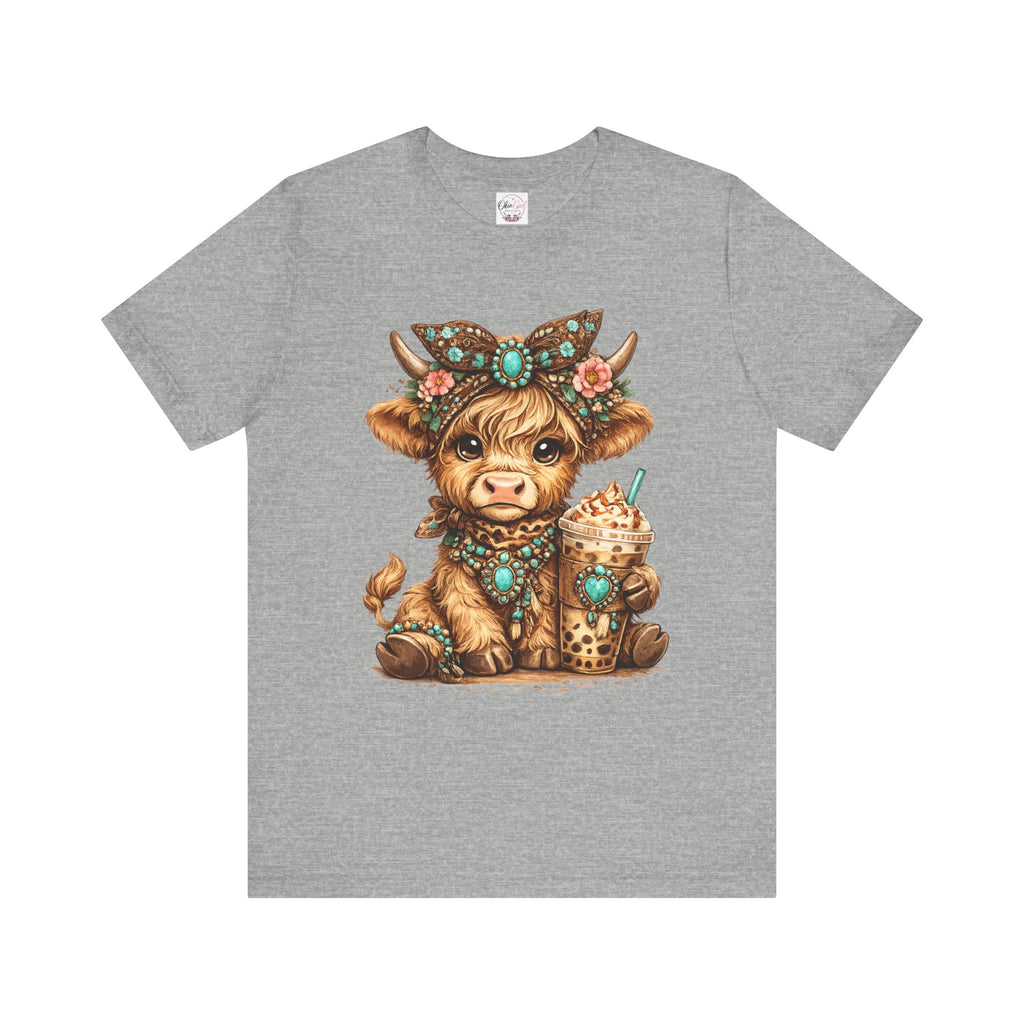 Highland Cow Tee with Bubble Tea