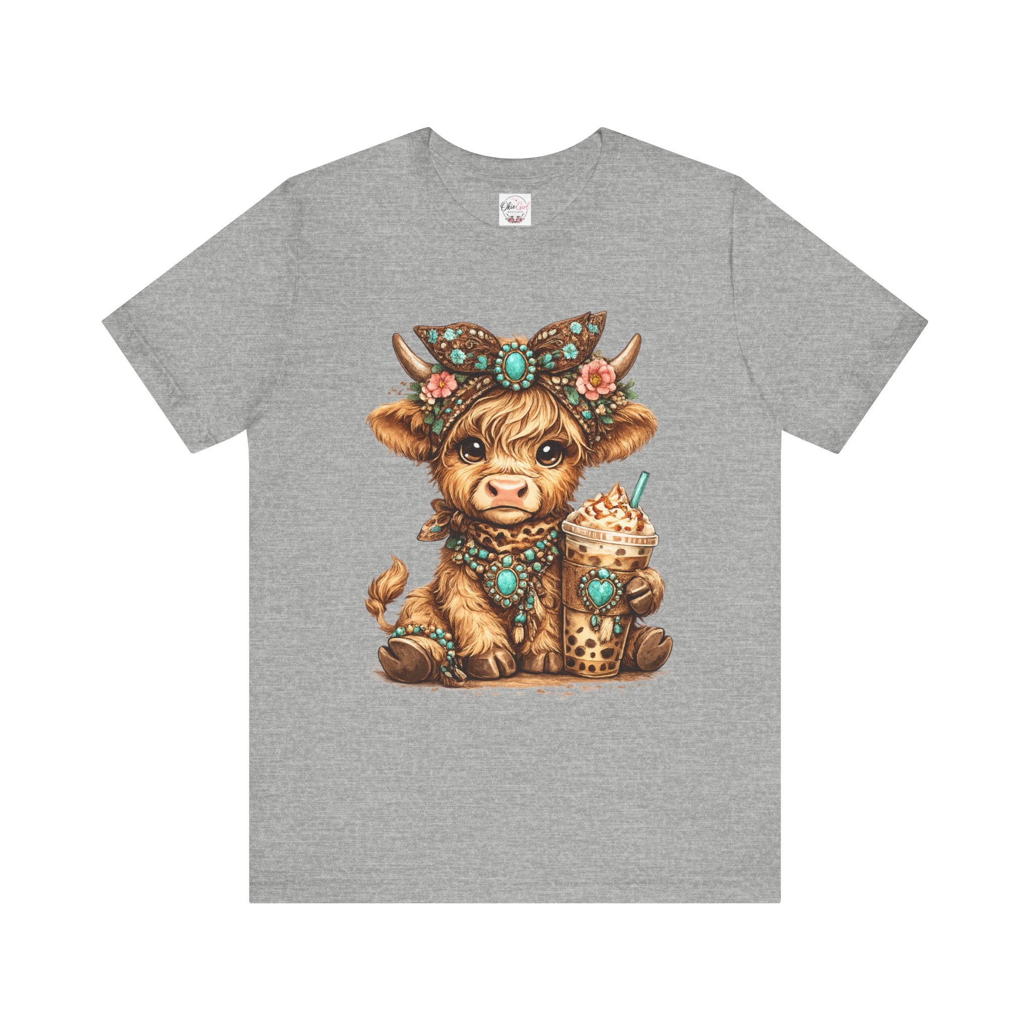 Highland Cow Tee with Bubble Tea