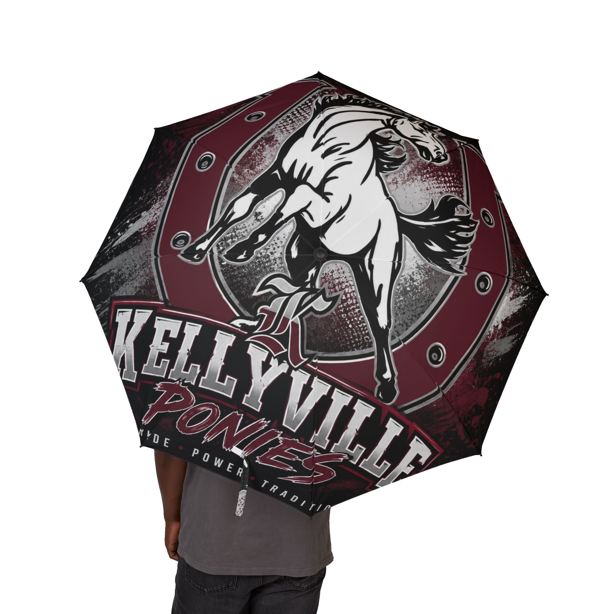 Foldable Umbrella — Vintage Wrestling Graphic Semi‑Automatic Compact Umbrella