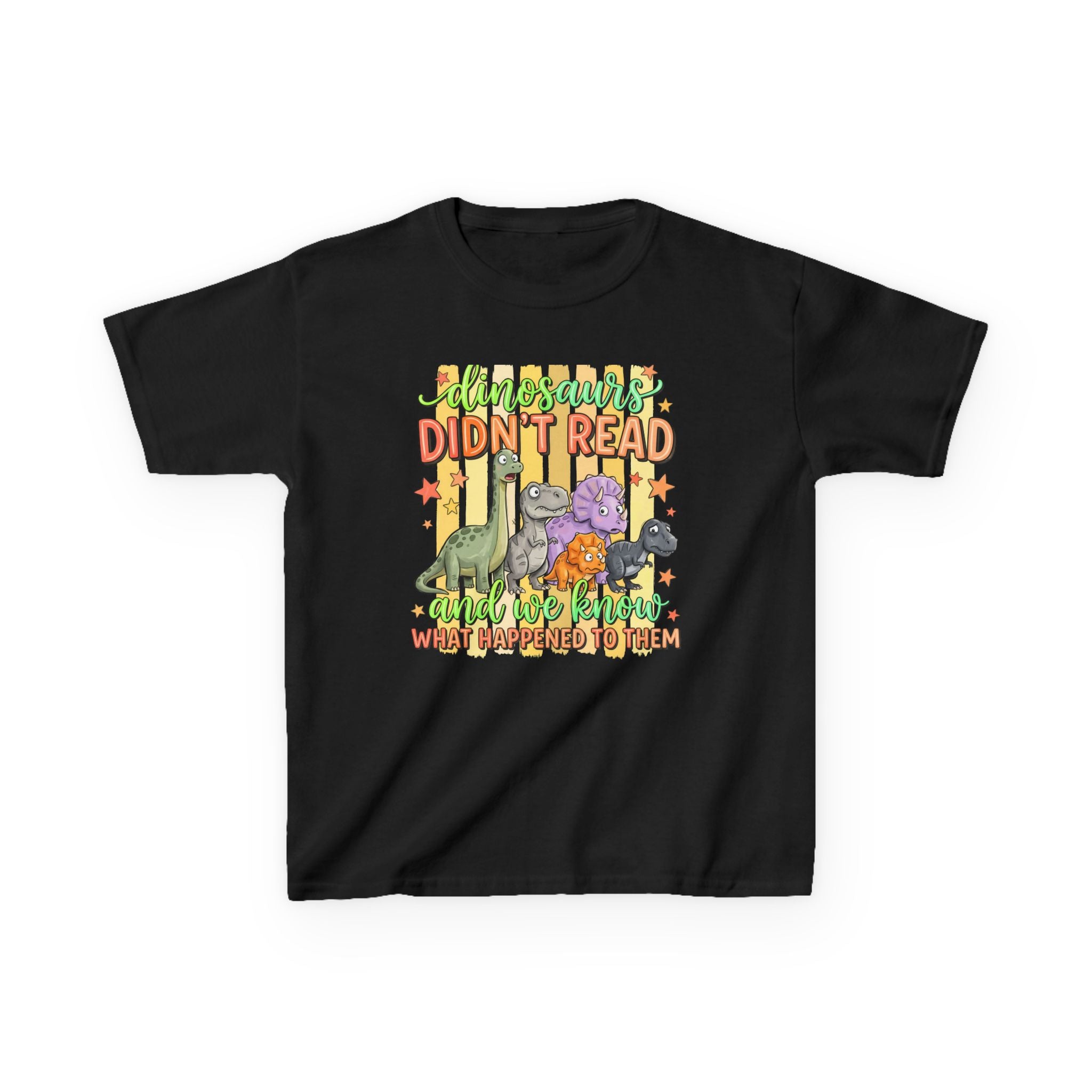 Kids Tee — “Dinosaurs Didn’t Read” Cute Dino Graphic Shirt (Back-to-School, Reading Gift)