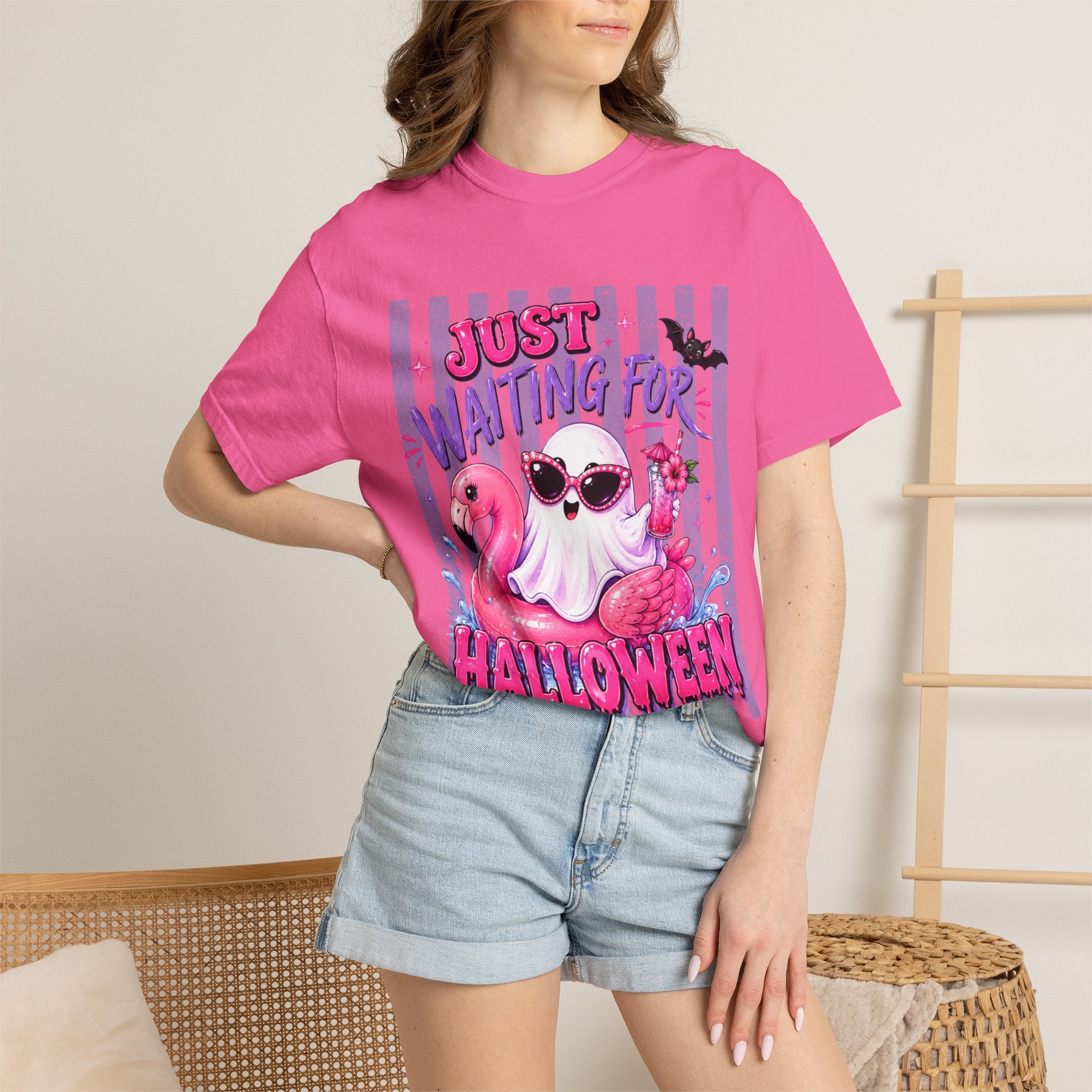 "Just Waiting for Halloween" Cute Flamingo Tee