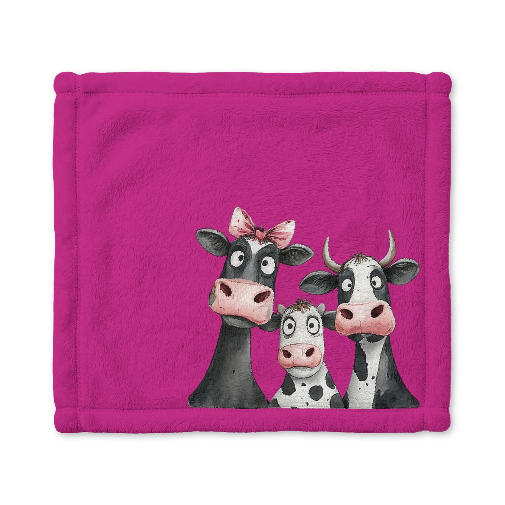 Minky Baby Lovey Blanket — Cute Cow Family Soft Security Blanket for Infants & Toddlers