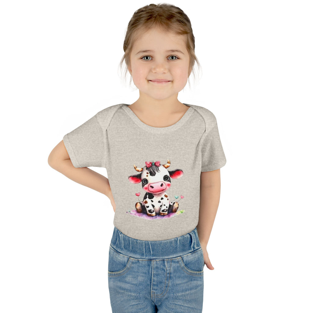 Cute Cow Infant Bodysuit — Adorable Baby Cow Onesie with Pink Bow