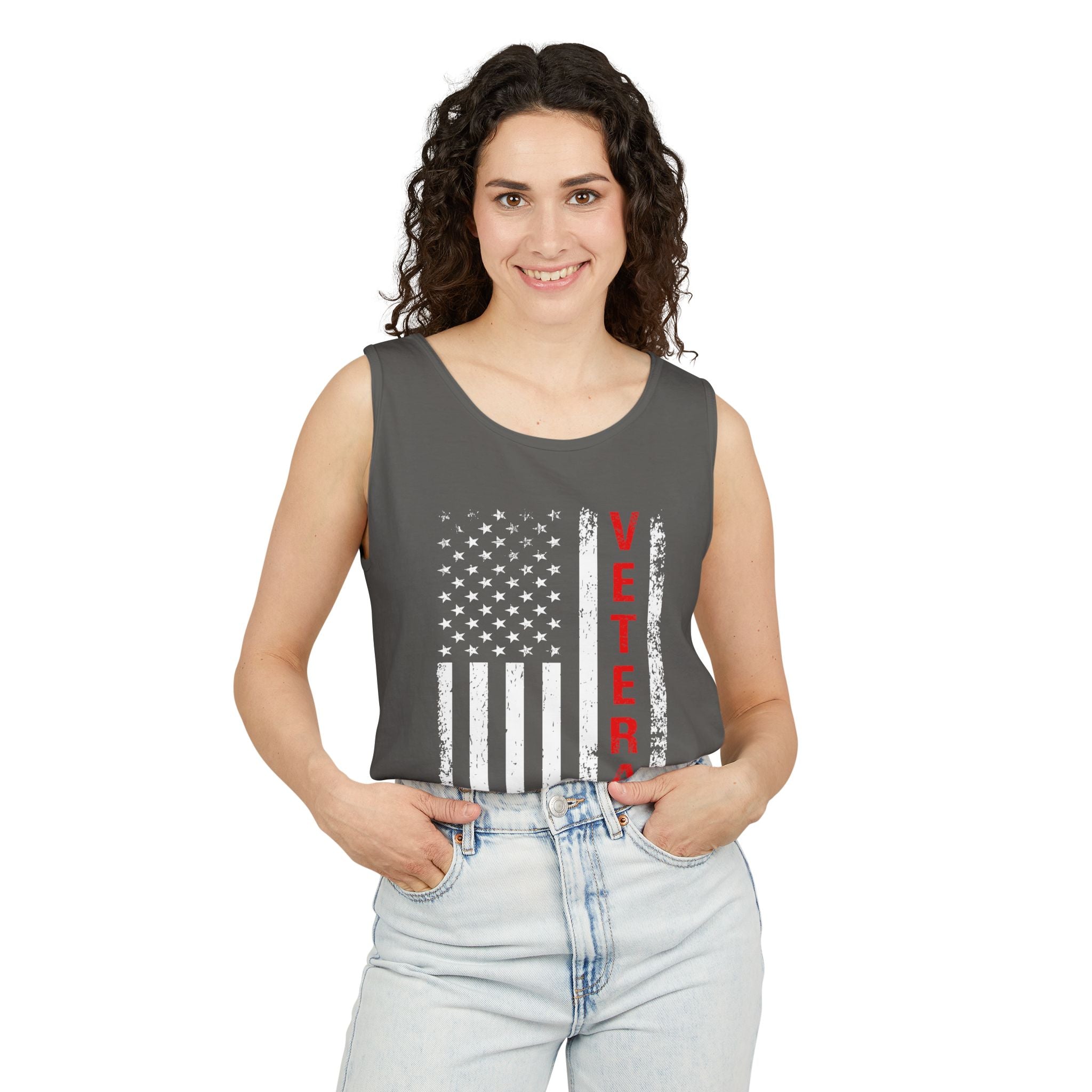 Veteran Flag Tank Top — Distressed American Flag Veteran Graphic Tank